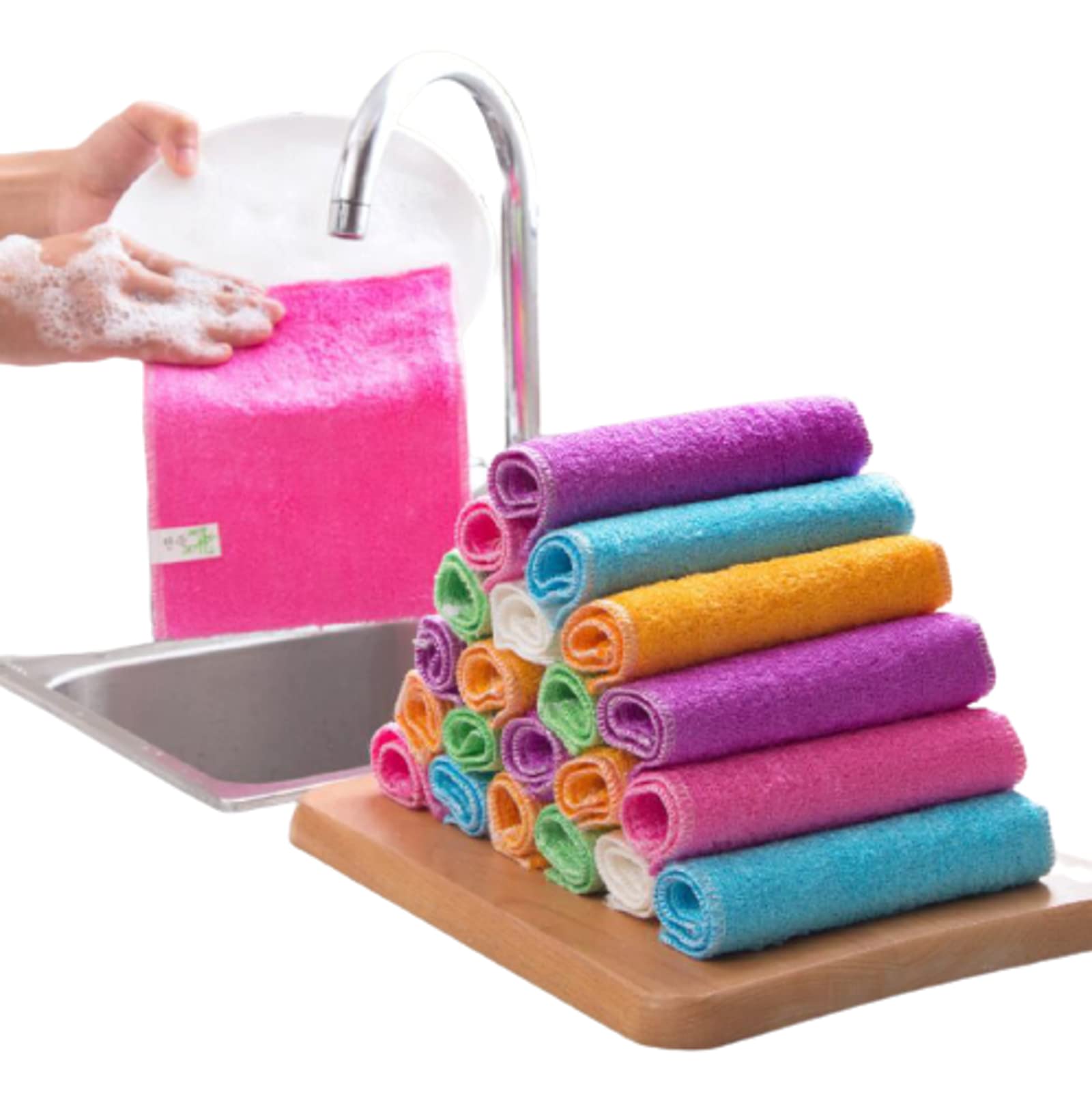 Eco-Friendly Bamboo Fiber Dish Towels - Super Absorbent, Oil-Free Kitchen Cleaning Cloths for Dishes, Bowls & Pans | Reusable Scouring Pads & Drying Rags for Sustainable Home Cleaning