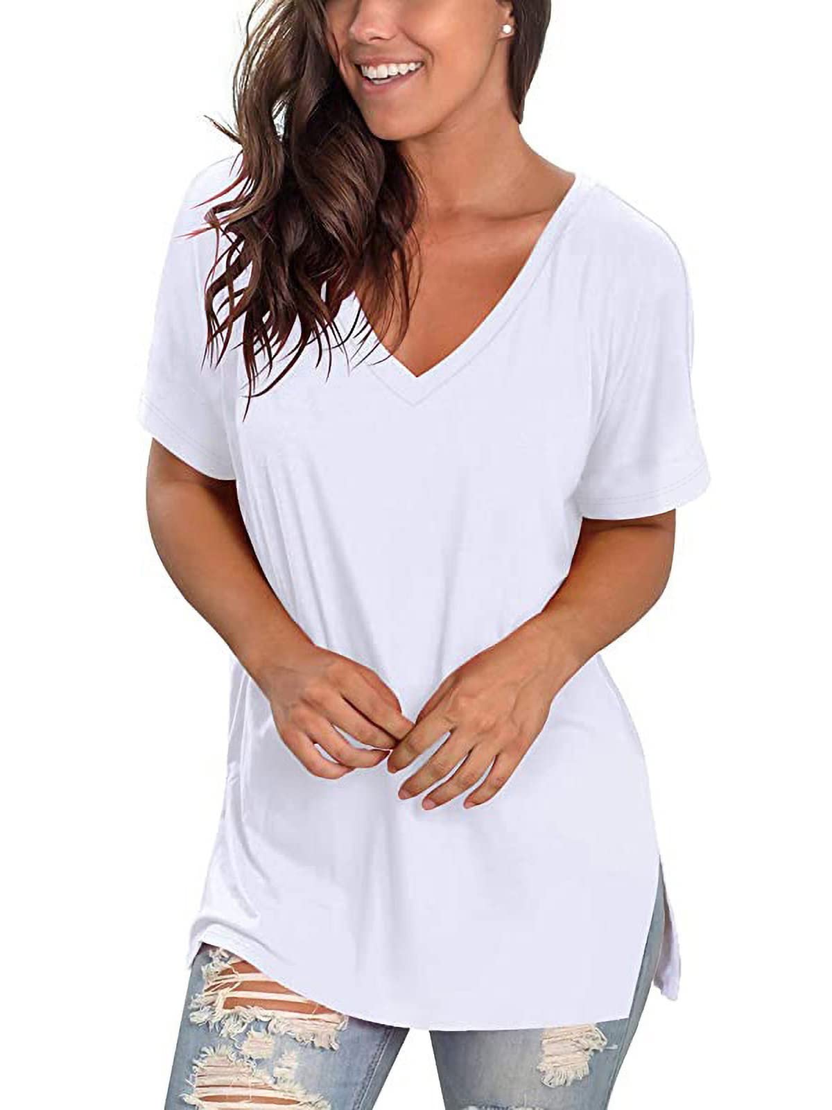 Floral V-Neck T-Shirt for Women - Summer Short Sleeve Blouse | Casual Wear, Beach Outfits & Everyday Fashion