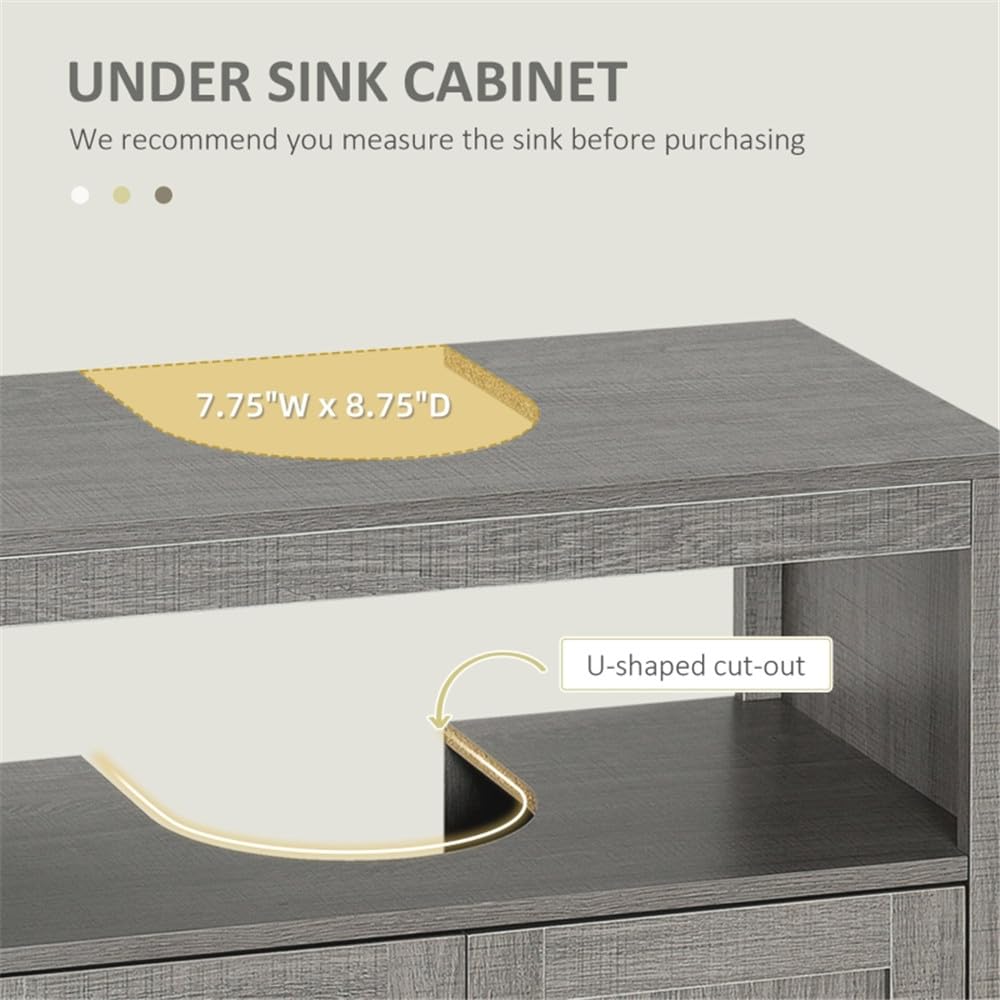 Under Sink Vanity Cabinet - Double Door Bathroom Storage Organizer with Particleboard Construction | Perfect for Small Bathrooms, Pedestal Sink Storage & Home Organization