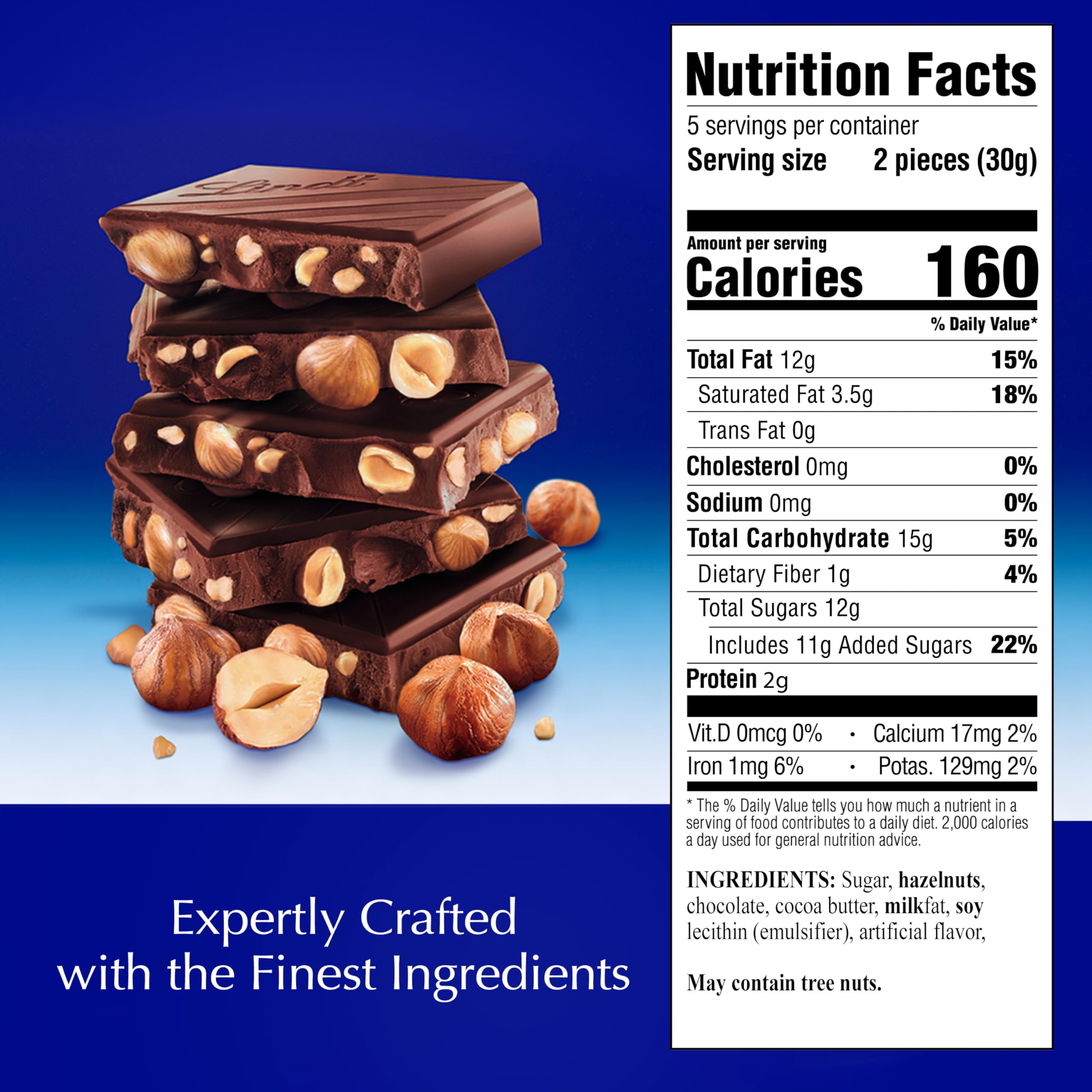 Lindt CLASSIC RECIPE Whole Hazelnut Dark Chocolate Candy Bar - Premium Swiss Dark Chocolate with Roasted Hazelnuts, 5.3 oz (14 Pack) - Perfect for Gifts, Parties & Chocolate Lovers