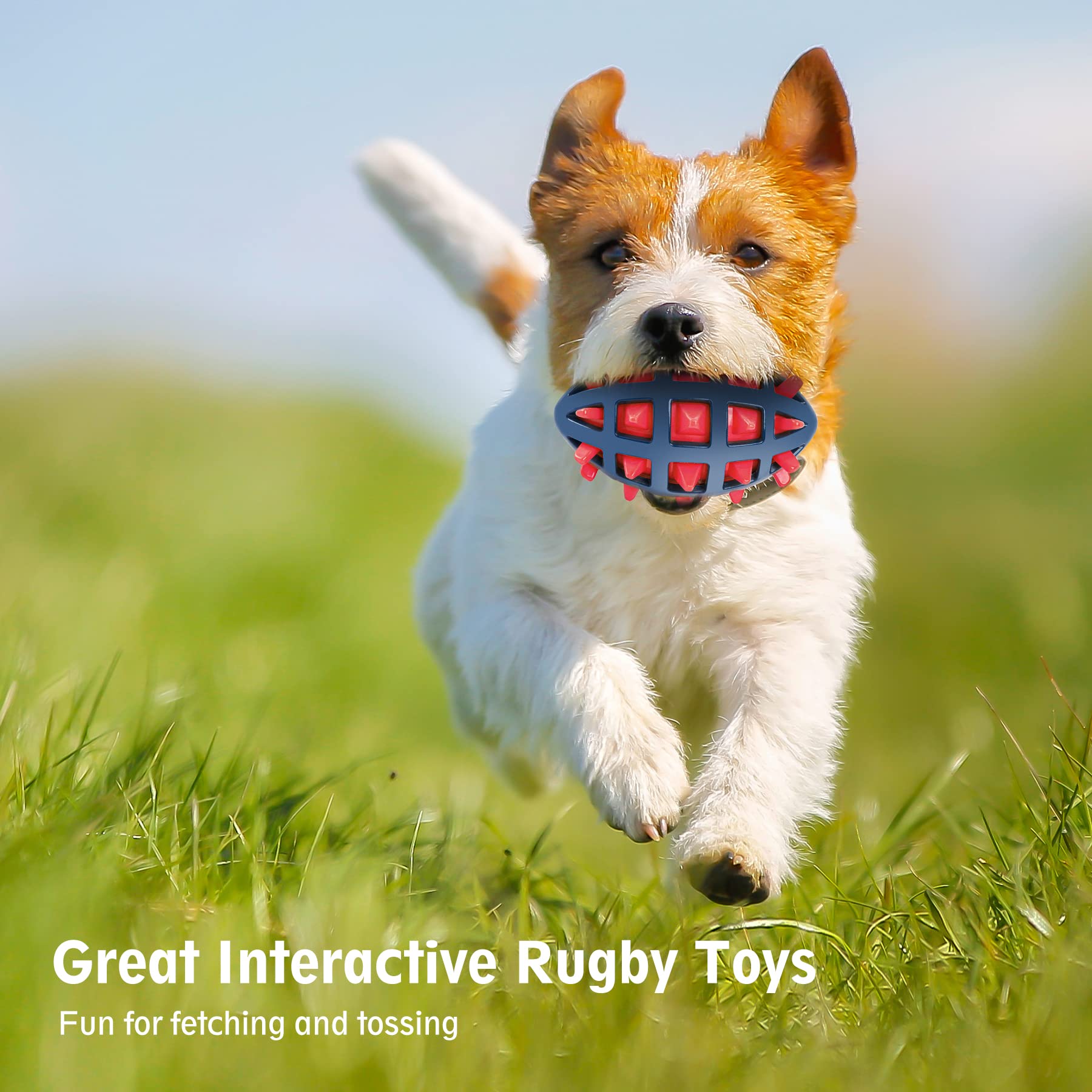 Durable Spiky Dog Toy Ball with Squeaker - Floating Chew & Fetch Toy for Interactive Play - Perfect for Indoor/Outdoor Training & Water Fun (Red)