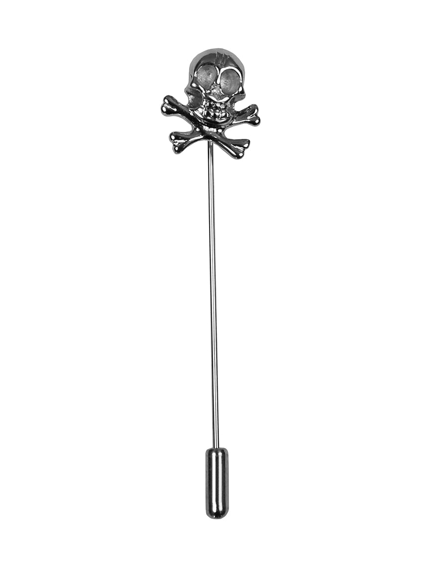 DÉCLIC Skull X Lapel Pin - Silver Gothic Punk Accessory for Jackets, Hats & Bags | Unique Badge for Men & Women | Perfect for Punk Rock, Biker & Gothic Fashion