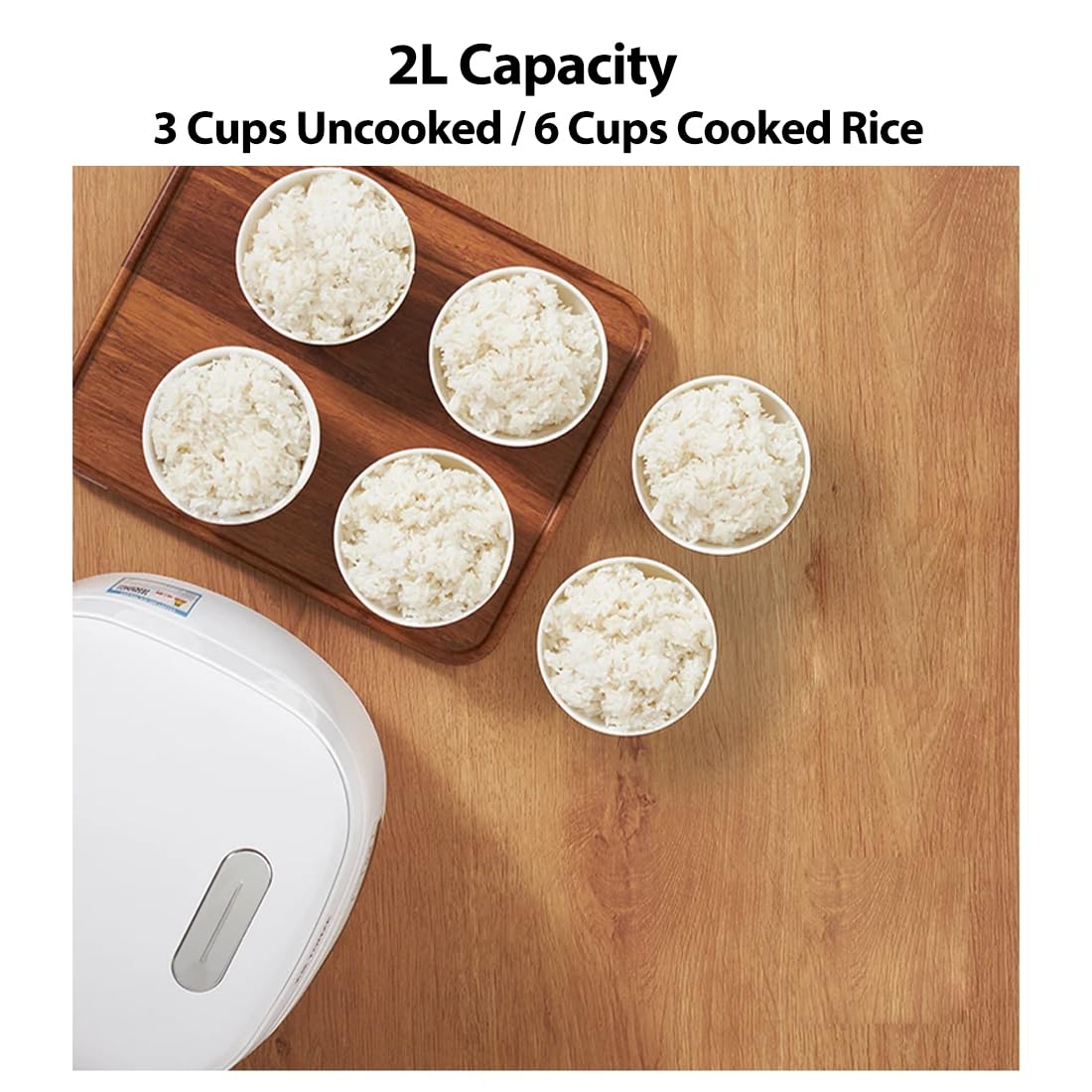Joydeem 3-Cup Ceramic Rice Cooker FD20S-W - 2L White Electric Cooker with Pure Ceramic Inner Pot & 24H Delay Timer | Perfect for Small Families, Dorms, or Office Use