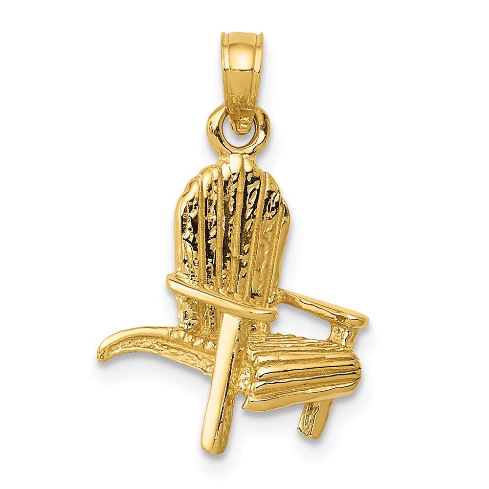 14K Solid Yellow Gold Adirondack Beach Chair Pendant Necklace - Perfect for Summer Vacations, Beach Trips and Coastal Jewelry Collections