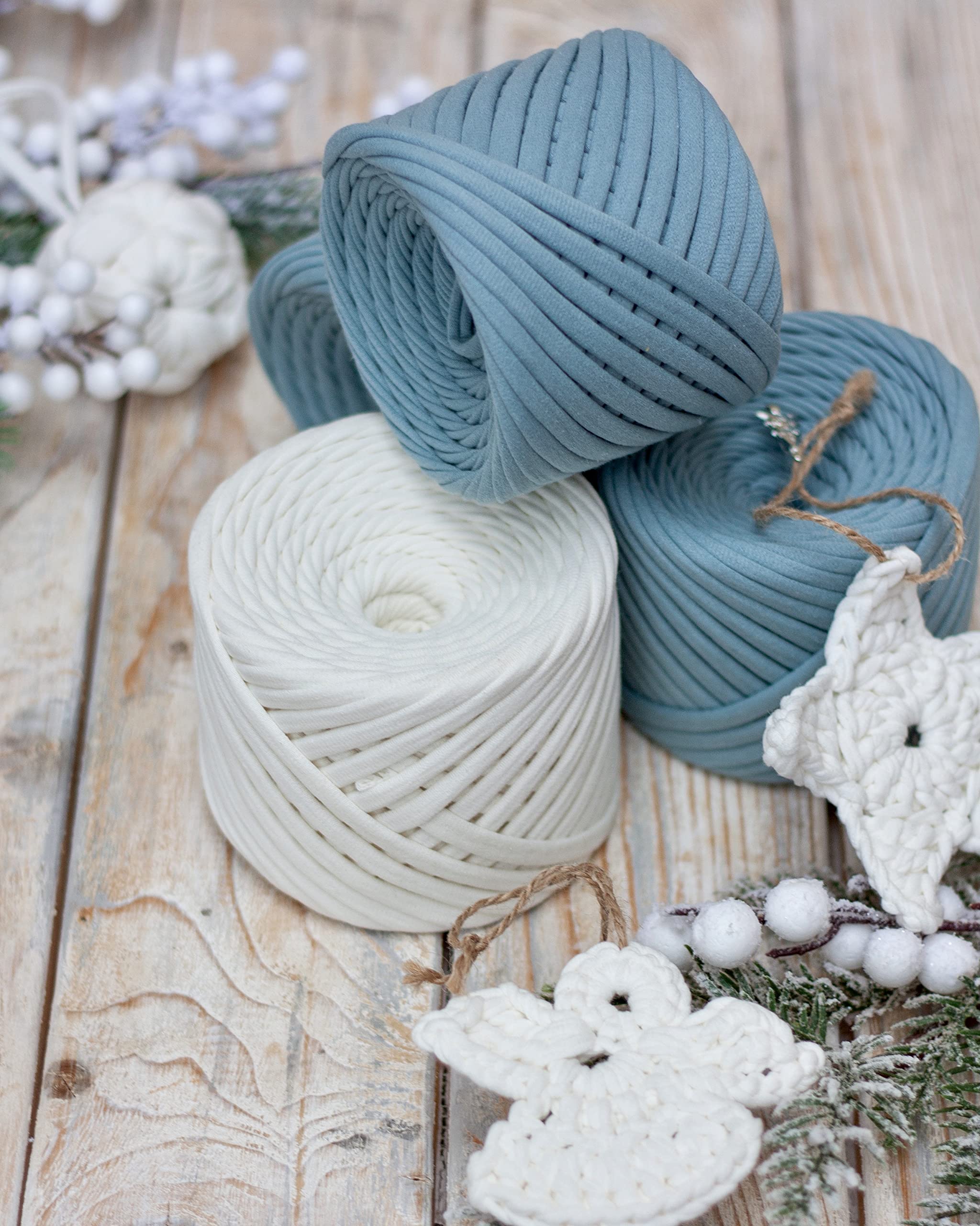Premium Cotton T-Shirt Yarn - 110 Yards (100 Meters) - Smoky Gray Ribbon Yarn for Knitting & Crocheting - 5-7mm Thickness - Perfect for DIY Home Decor, Blankets & Scarves