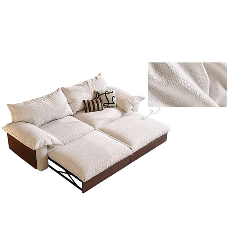 Modern Japandi Pull Out Sofa Bed - 3 Fabric Choices for Living Room, Guest Room & Small Spaces | Comfortable Convertible Sleeper for Home & Office Use