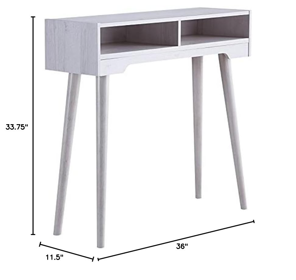 BOWERY HILL Modern Farmhouse Wooden Console Table - Weathered White Finish Entryway Sofa Table for Hallway, Living Room & Bedroom Decor