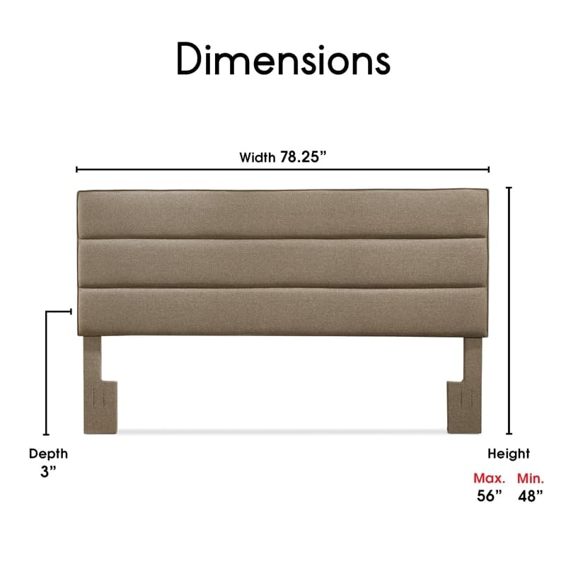 Serta Palisades King Size Upholstered Headboard - Brown Fabric Bed Frame Headboard for Master Bedroom, Guest Room & Home Decor