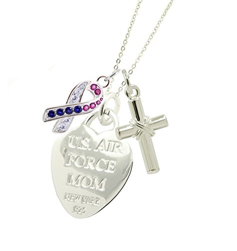 Sterling Silver Air Force Mom Necklace - Personalized Military Pendant Gift for Air Force Mothers - Perfect for Mother's Day, Birthday & Military Appreciation Gifts