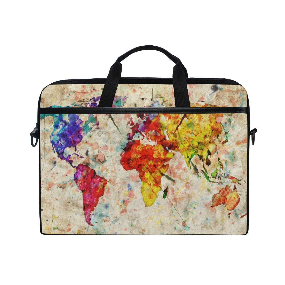 Vintage World Map Laptop Bag for 11.6-14 Inch Laptops - Shockproof Computer Sleeve with Shoulder Strap - Perfect for Travel, Work & School - Compatible with MacBook, iPad, Ultrabooks & Tablets