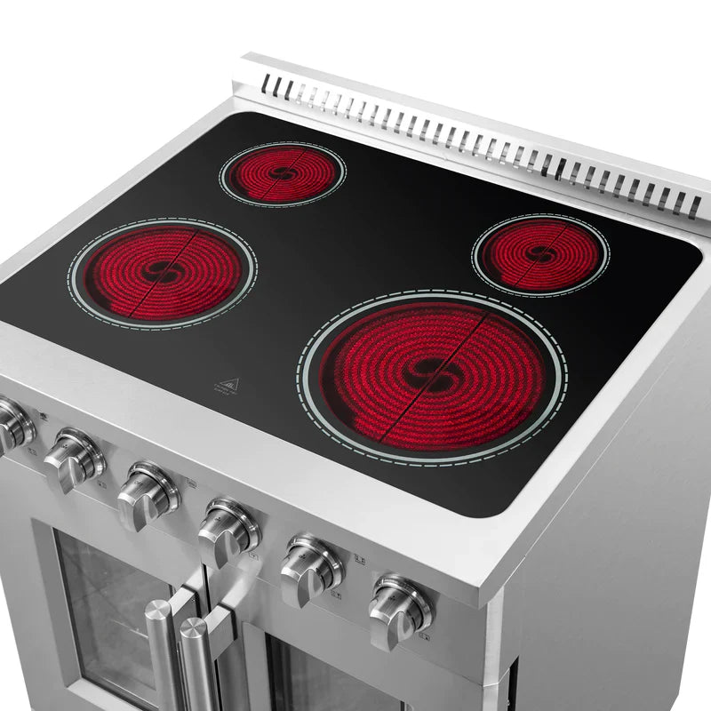 FORNO Galiano 30 Inch French Door Electric Range with Convection Oven - Stainless Steel FFSEL6917 30