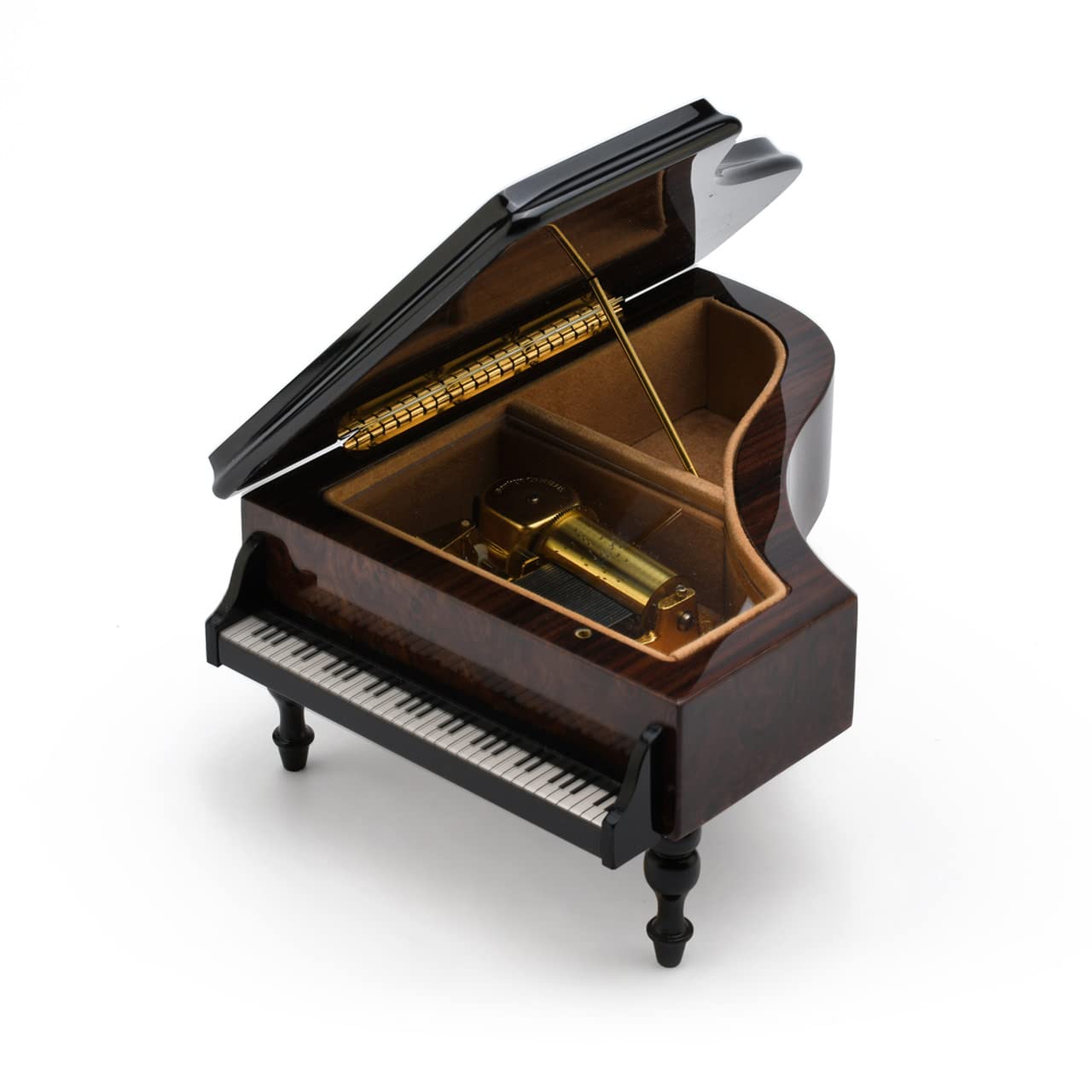Handmade 30-Note Italian Grand Piano Music Box with Sheet Music Inlay - Plays Minuet in G - Perfect for Weddings, Anniversaries & Home Decor