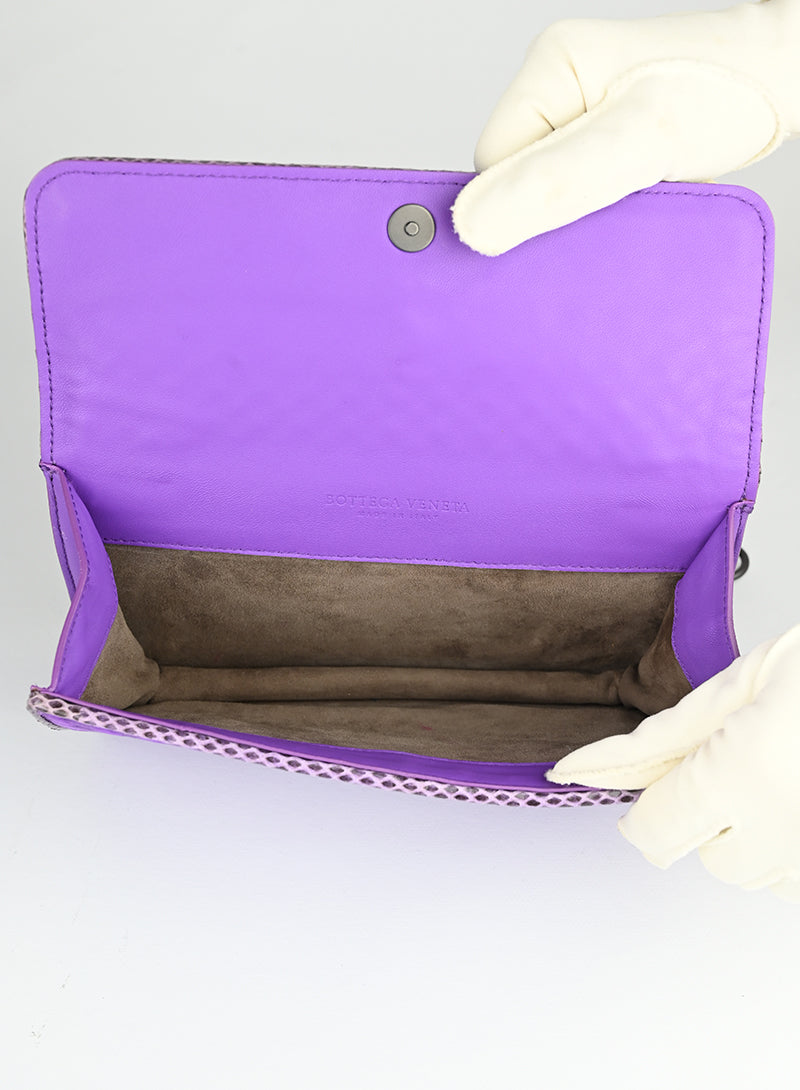 Bottega Veneta Purple Satin Handbag for Women | Luxury Designer Shoulder Bag | Perfect for Evening Parties, Weddings & Special Occasions