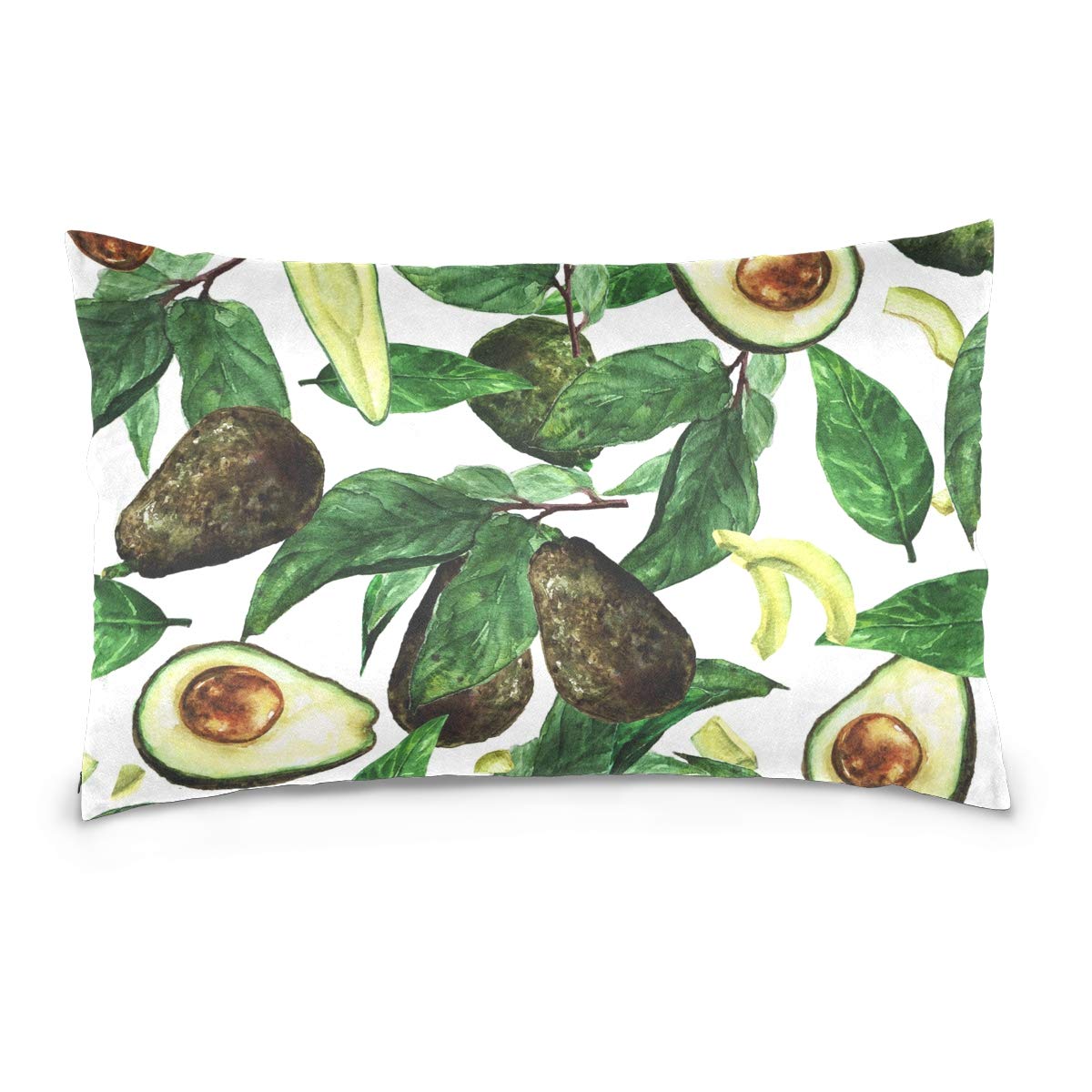 ILEEY Avocado Print Linen Pillow Cover 20x30 Inches - Soft Cushion Case with Hidden Zipper for Sofa, Couch & Bed - Perfect for Home Decor, Living Room & Bedroom Accents