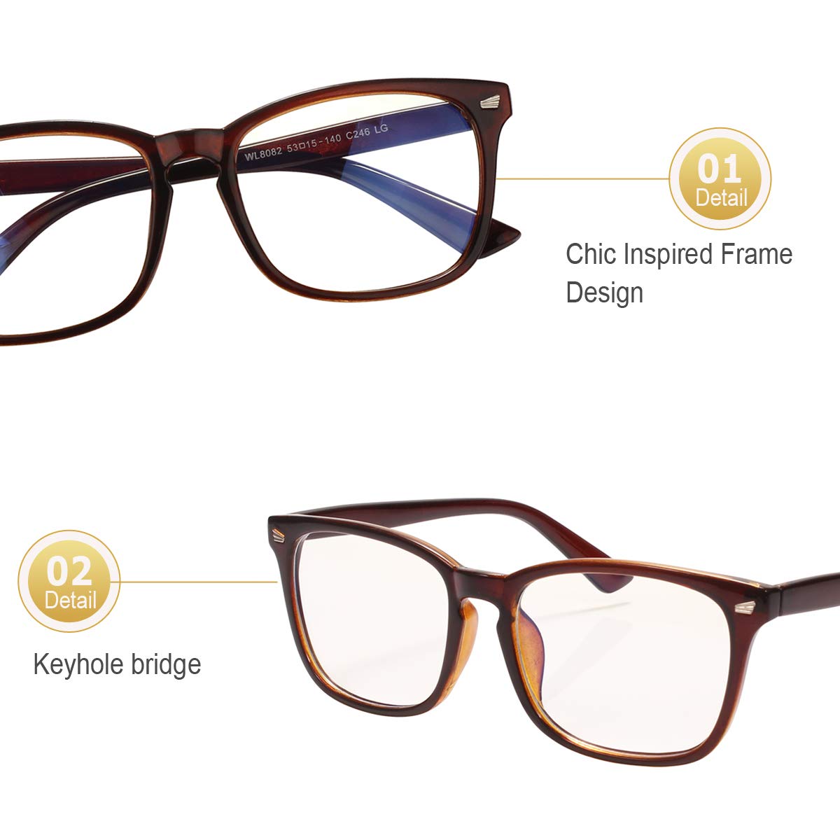 Poxas Blue Light Blocking Glasses for Women & Men - Anti Eyestrain, UV Protection, Computer & Gaming Glasses - Perfect for Office Work, Screen Time & Digital Eye Strain Relief