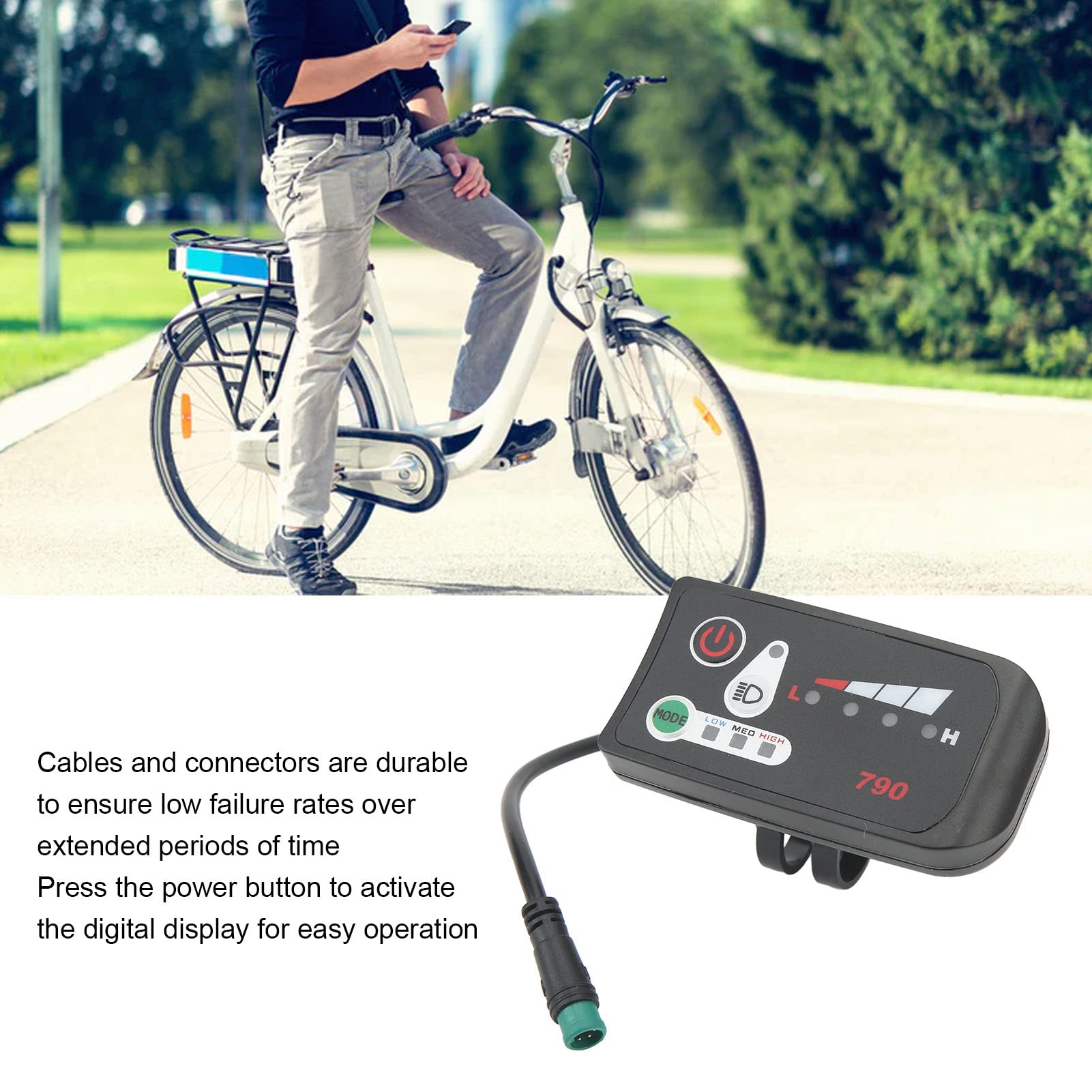 24V 36V 48V Waterproof Electric Bike LED Display Control Panel - Speedometer, Battery Indicator & Data Monitor for E-Bike Conversion Kits (Perfect for Commuting, Mountain Biking & Urban Riding)
