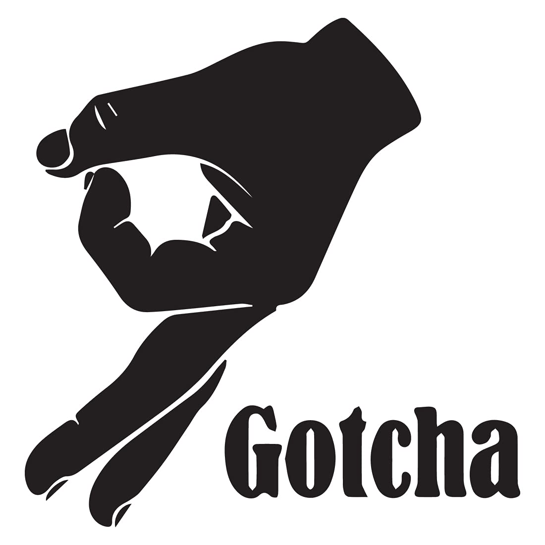 Symbol Gotcha Hand (Black) - Set of 2 Premium Waterproof Vinyl Decal Stickers for Laptop, Phone, Helmet, Car Window, Bumper, Mug, Cup, Door & Wall Decor - Perfect for DIY Projects, Personalizing Gadgets, and Home/Office Decoration