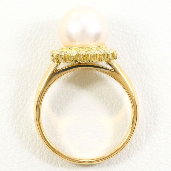 18K Yellow Gold Pearl Diamond Ring for Women - Elegant Bridal Jewelry, Anniversary Gift, Engagement Ring for Her - Perfect for Weddings, Proposals & Special Occasions