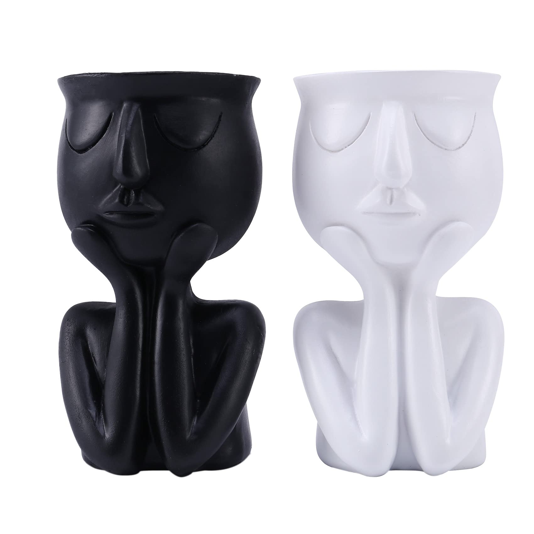 GFHFG 2-Piece Abstract Face Flower Pots - Resin Succulent Planters & Desktop Vases for Home Decor | Perfect for Indoor Plants, Office Desk Decor & Gift Ideas