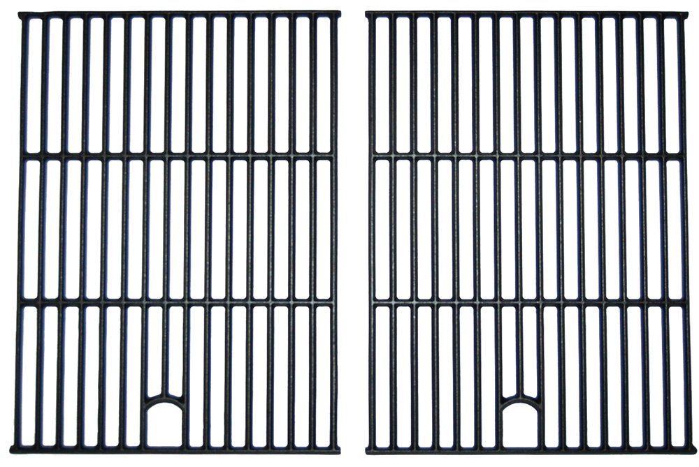 Music City Metals 67692 Matte Cast Iron Cooking Grid Replacement for Gas Grills - Compatible with North American Outdoors, Perfect Flame & More (Set of 2) | Durable BBQ Grill Grate for Outdoor Cooking, Backyard Grilling & Camping