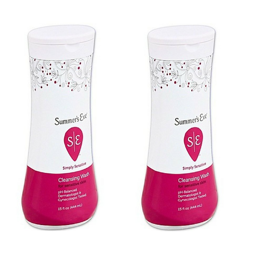 Summers Eve Simply Sensitive Feminine Cleansing Wash - 15 Fl Oz (Pack of 2) | pH Balanced & Hypoallergenic for Daily Intimate Care | Perfect for Sensitive Skin & Post-Workout Refreshment