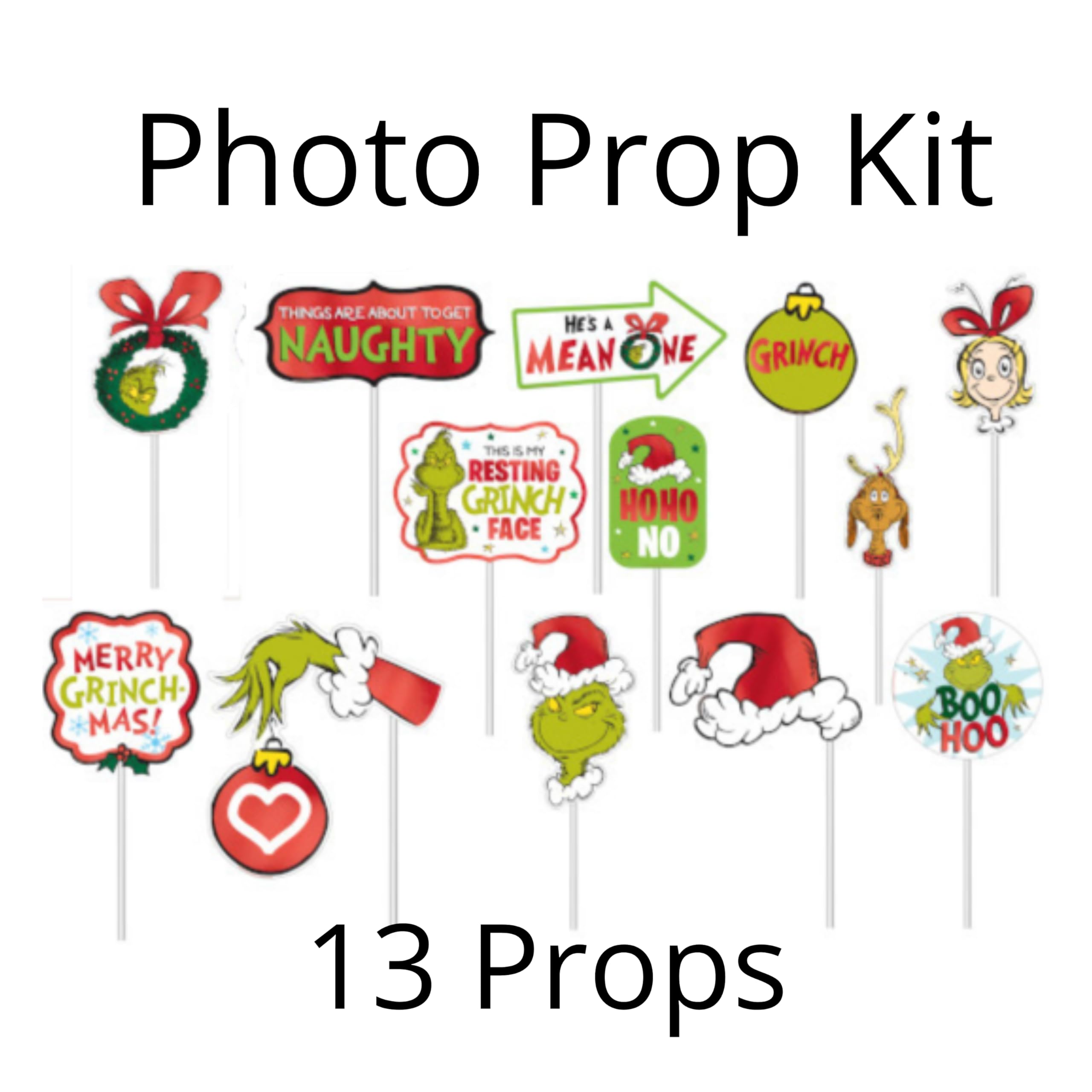 Grinch Party Decorations Set - Backdrop, Props & Balloons for Christmas Party Decor