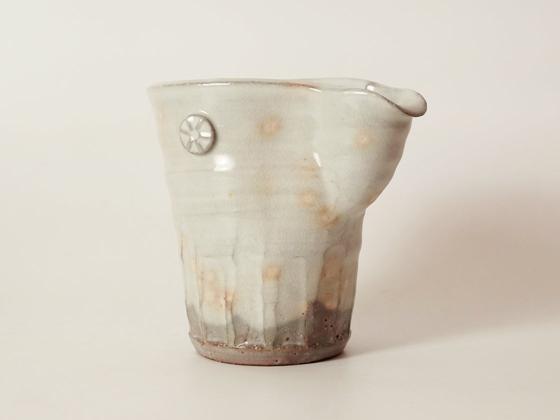 Handcrafted Japanese Hagi Ware Sake Vessel by Master Potter Yuu Okada - Traditional Ceramic Sake Cup for Authentic Japanese Dining & Gift Giving