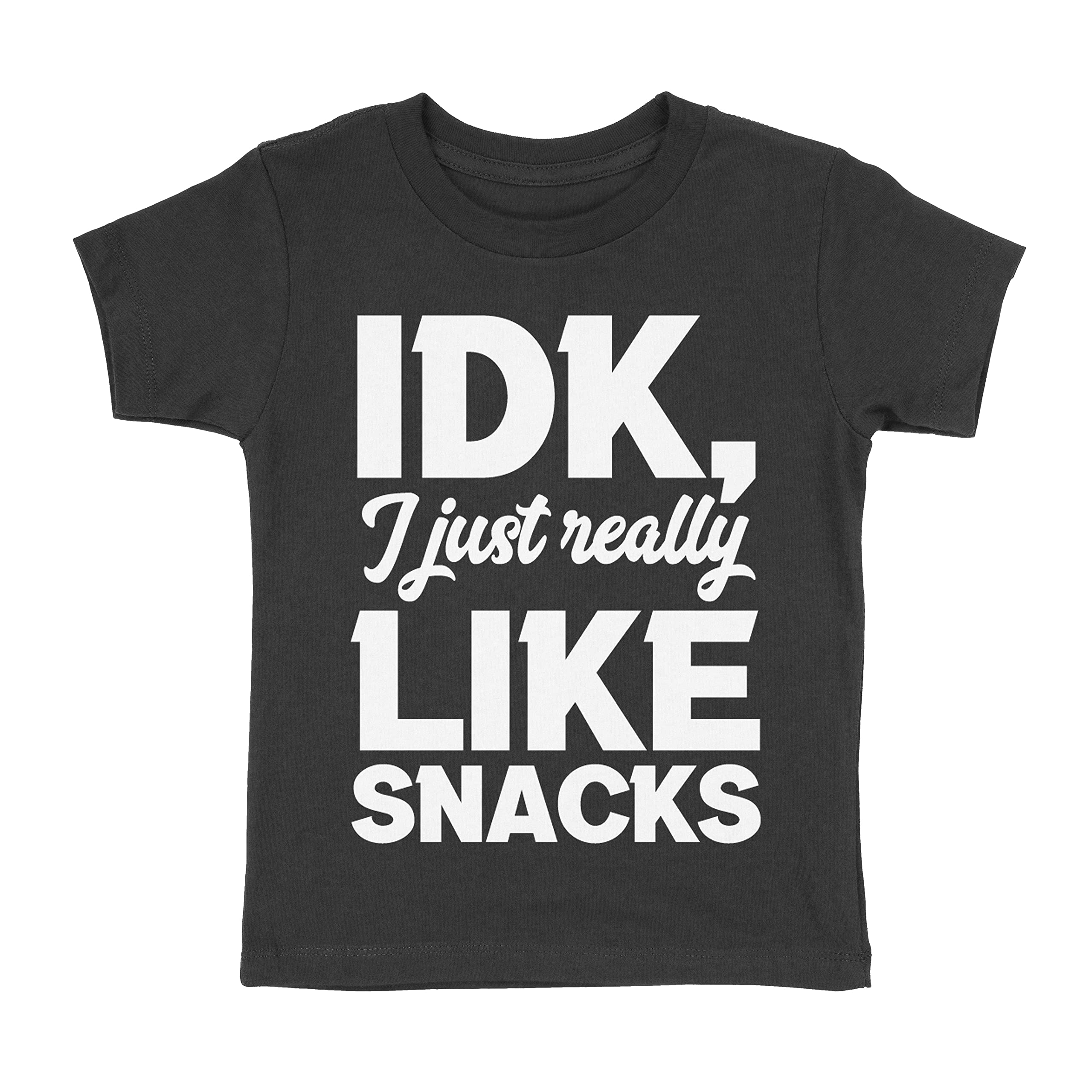 Luxxology IDK I Just Really Like Snacks Toddler T-Shirt - Cute Funny Baby Clothes for Boys & Girls - Perfect for Playdates, Daycare & Family Outings