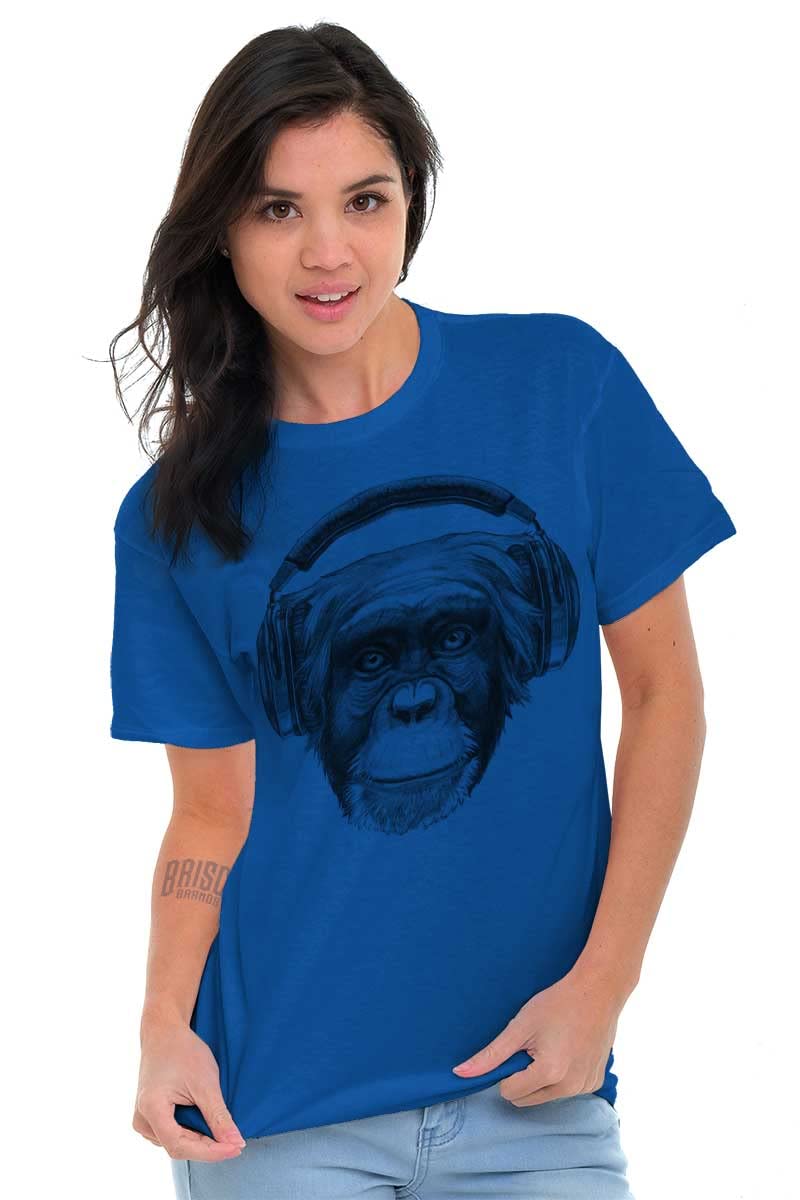 Smile Monkey Headphones Hipster Graphic T-Shirt for Men & Women - Funny Casual Tee for Music Lovers & Streetwear Fashion