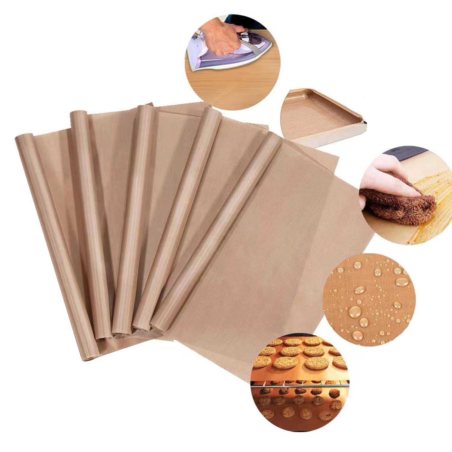 5 Pack Non-Stick Teflon Baking Sheets 12x16 Inch - Reusable, Heat Resistant, Cuttable Baking Liners for Heat Press Transfer & Cooking | Perfect for Cakes, Cookies, DIY Crafts & Sublimation Projects