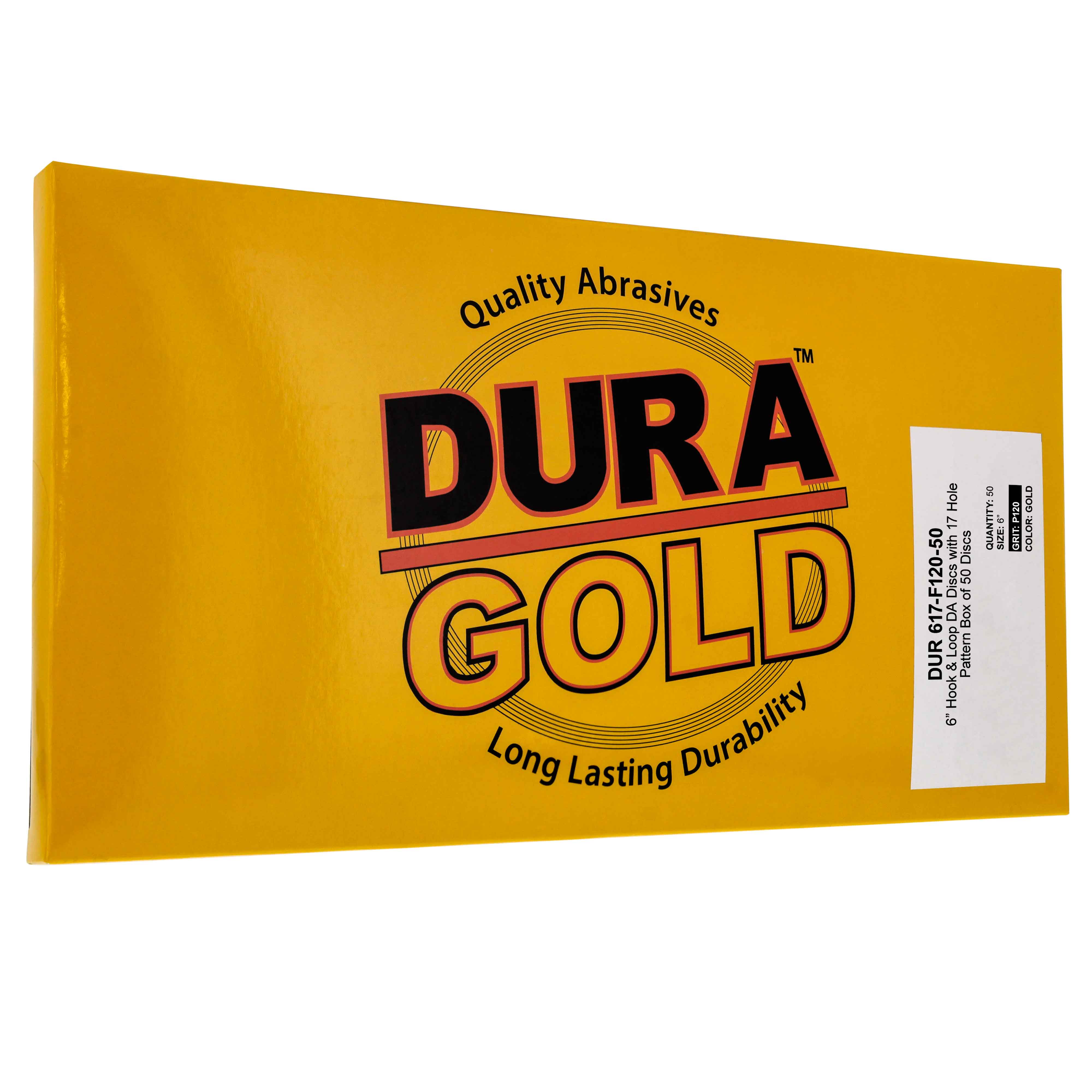 6 Gold Sanding Discs 120 Grit with 17 Hole Pattern - Hook & Loop for DA Sander - 50 Pack - Perfect for Automotive Polishing & Wood Sanding Projects