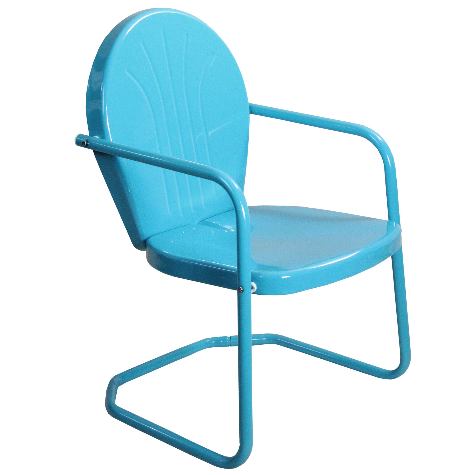 Vintage 34-Inch Outdoor Tulip Armchair in Sky Blue - Weather-Resistant Retro Patio Furniture for Garden, Poolside & Porch Relaxation