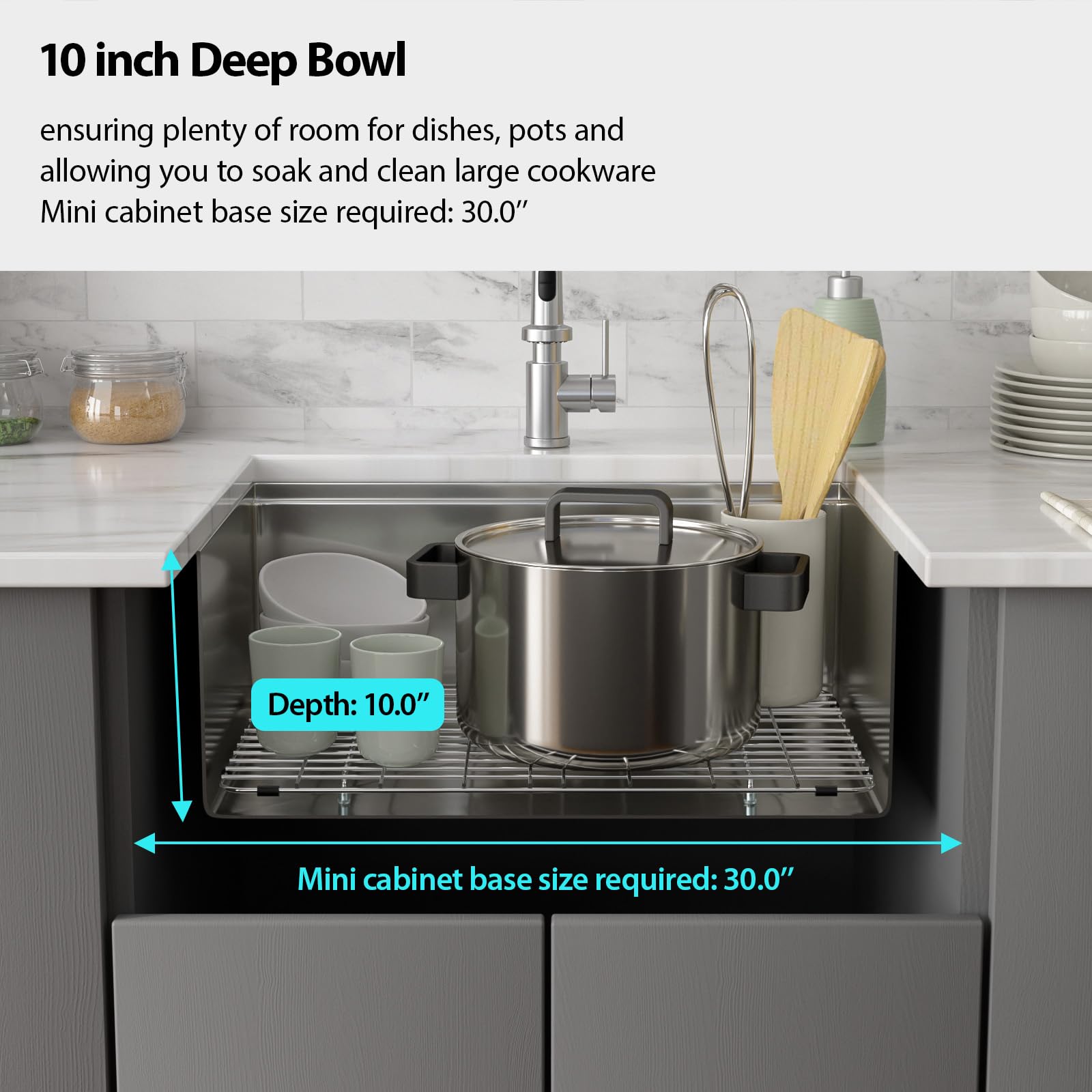 Funmier 27×19 Stainless Steel Undermount Kitchen Sink - Deep Single Bowl Workstation with Cutting Board for Modern Home Kitchens