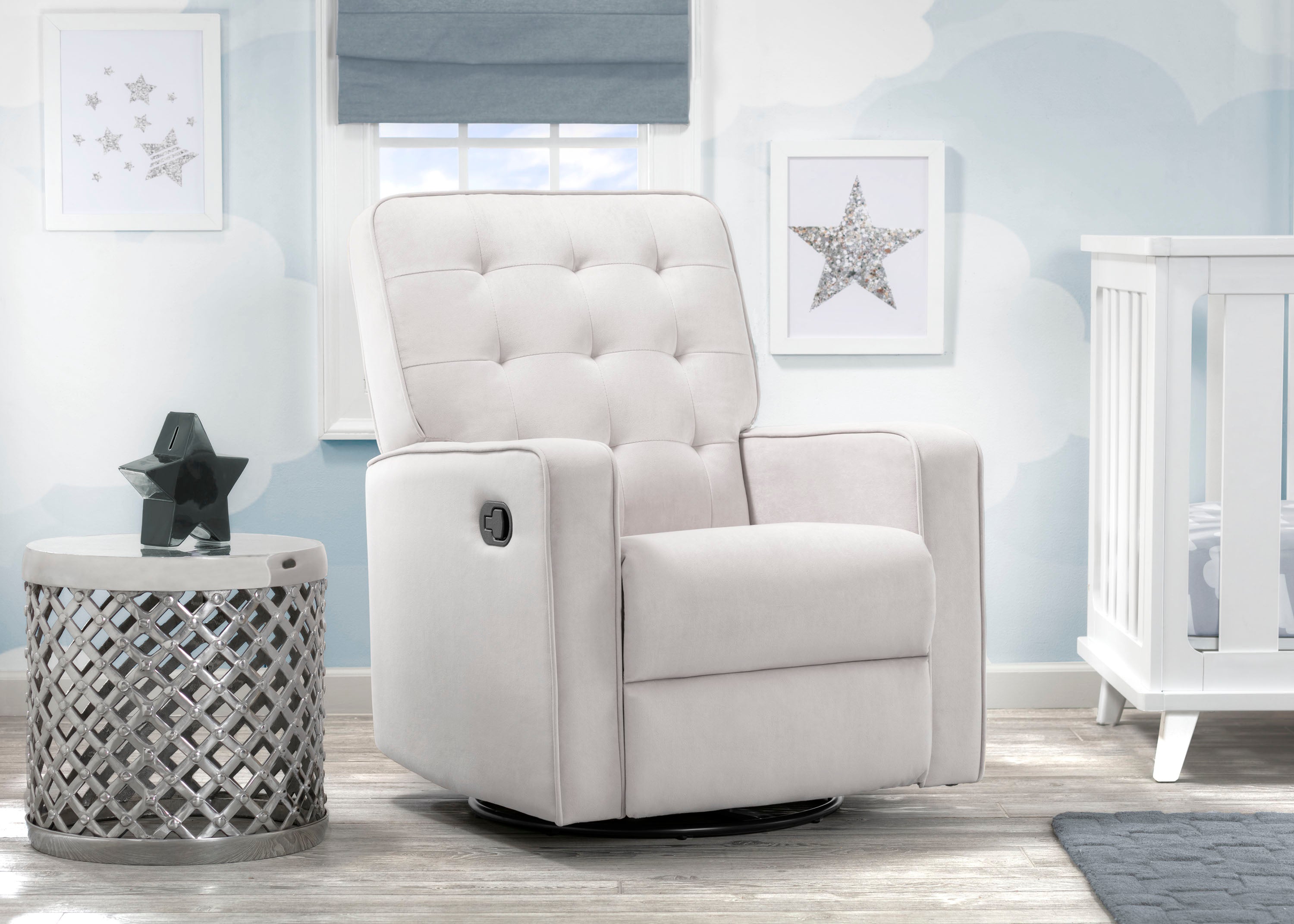 Garrison Nursery Glider Swivel Recliner Chair with LiveSmart Fabric by Culp - Comfortable Rocking Recliner for Baby Nurseries, Breastfeeding & Nursery Decor