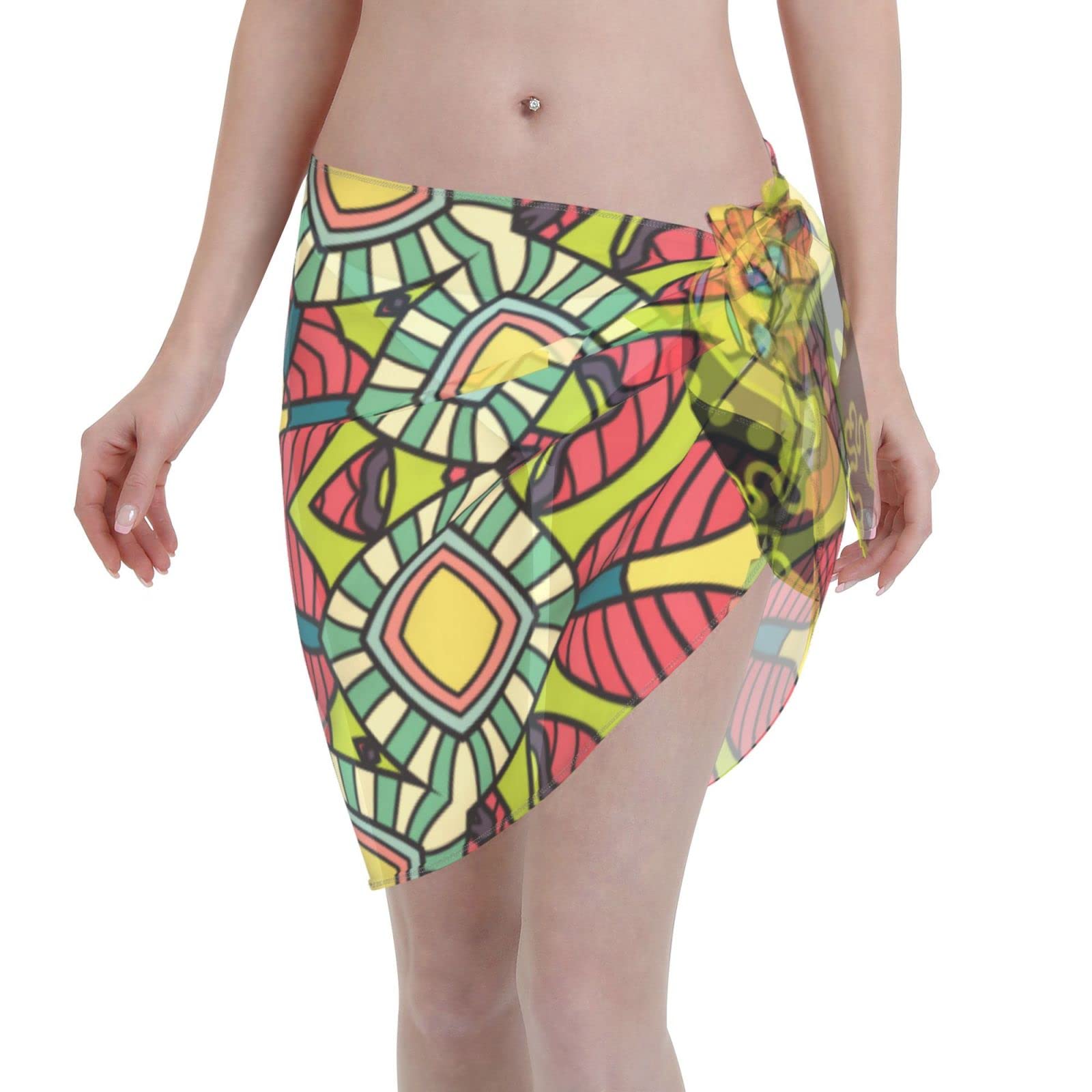 LADOTNES Women's Short Sarongs Swimsuit Cover Up - Lightweight Summer Beach Wrap Skirt, Quick-Dry Swimwear Cover for Pool, Vacation & Tropical Getaways