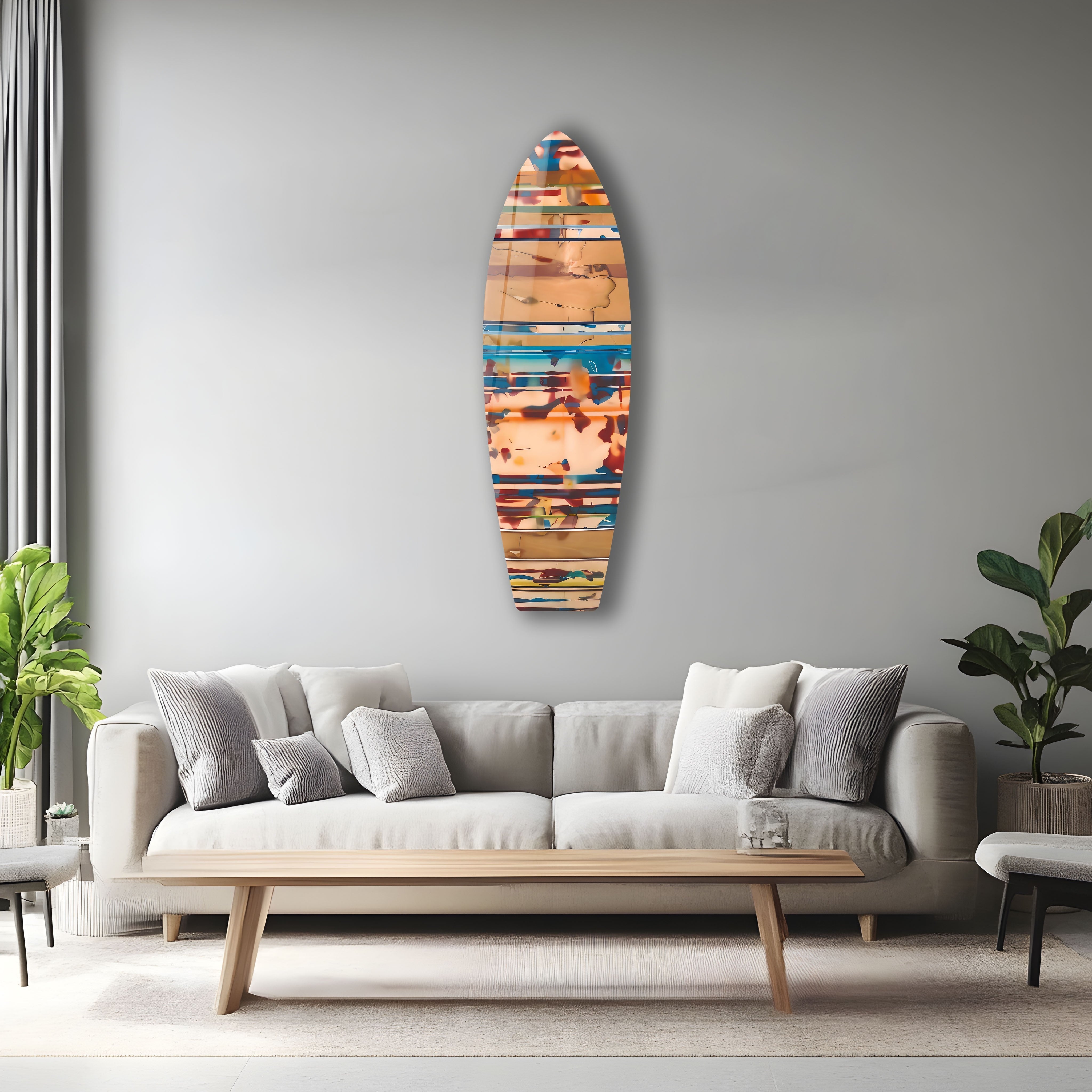 Stylish Beige Surfboard Wall Art Decor - Coastal & Beach Themed Home Decor for Living Room, Bedroom, or Office