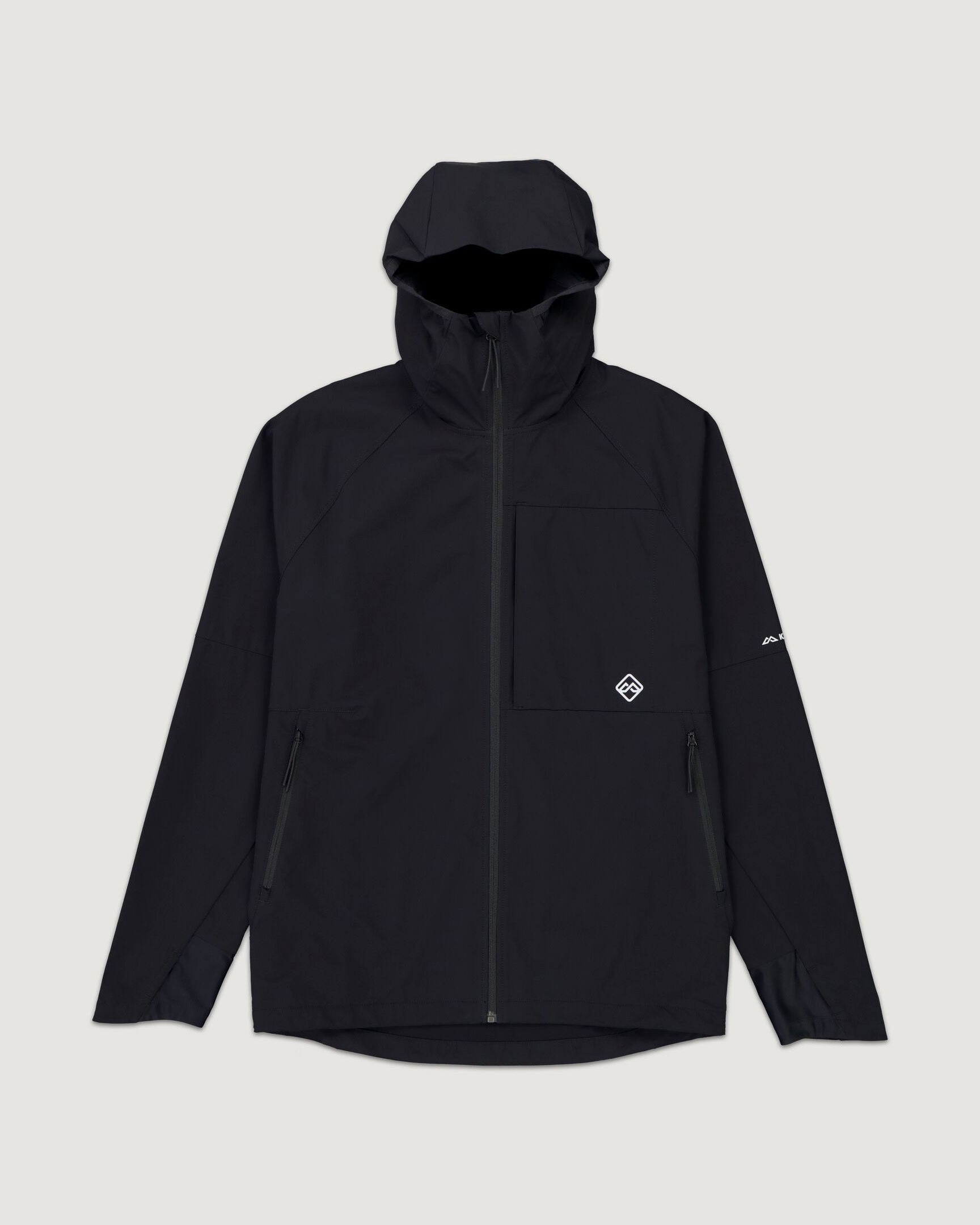 ULT Hike Men's Waterproof Hooded Jacket - Lightweight Windbreaker for Outdoor Hiking & Camping - Black