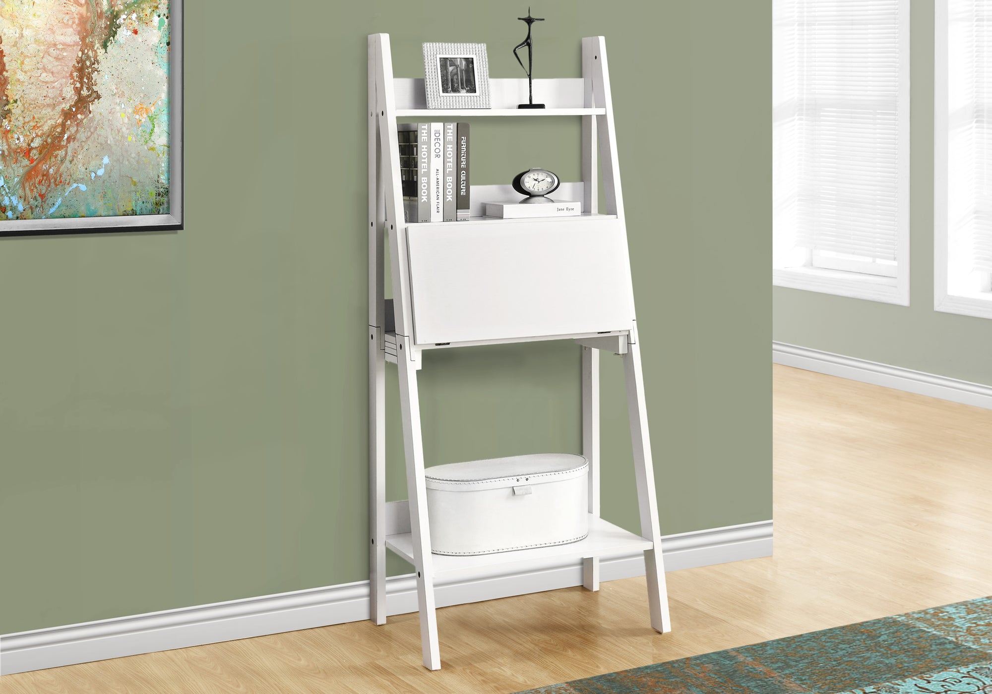 White Ladder Style Office Series 61H - Modern & Space-Saving Home Office Furniture for Small Spaces