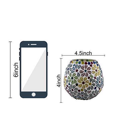 Elegant Mosaic Glass Tealight Candle Holders - Floral Design Home Decor for Diwali, Christmas & Weddings | Set of 2 - Perfect for Table Centerpieces, Mantel Displays & Gift Giving