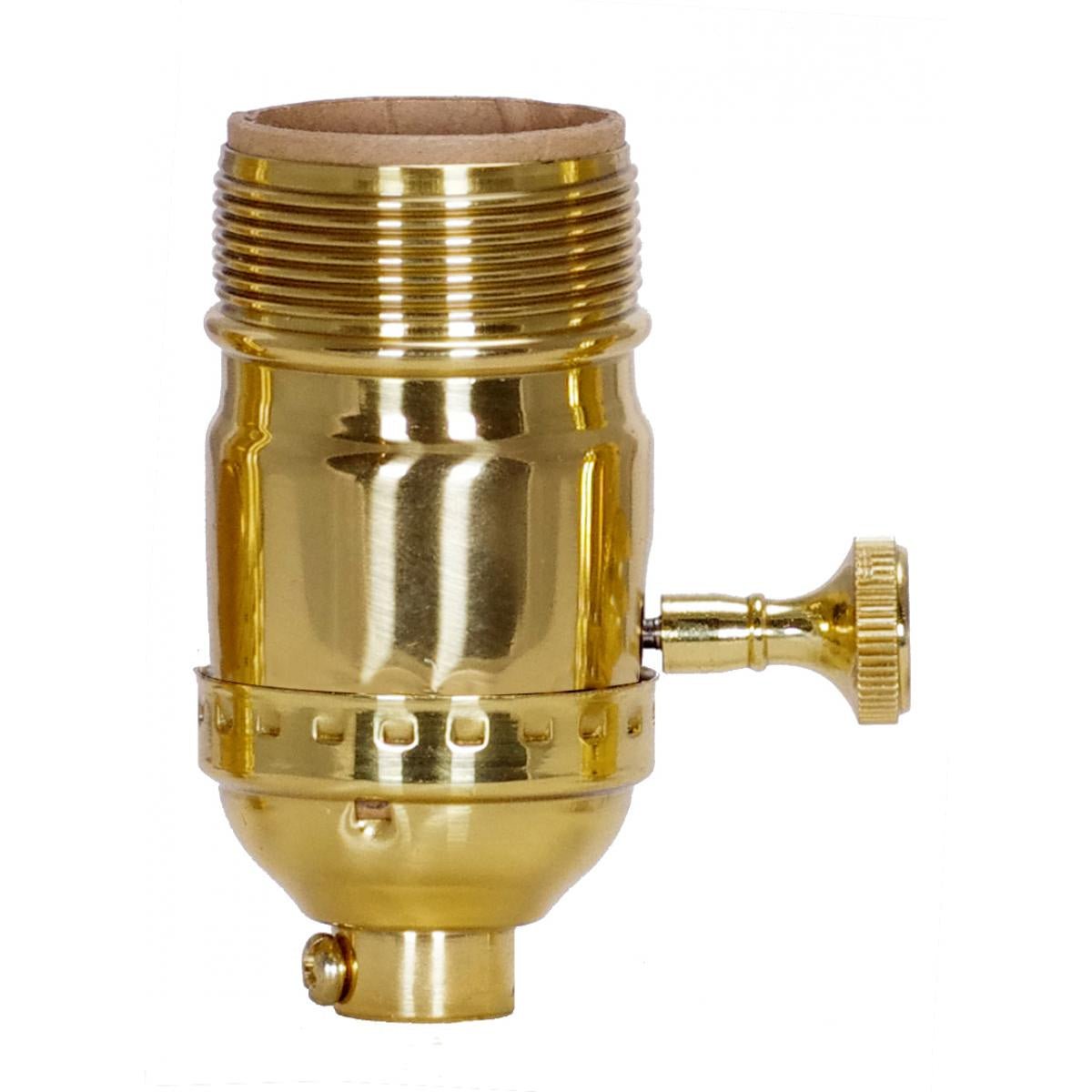3-Way (2-Circuit) Turn Knob Socket with Removable Knob - Polished Brass Finish for Vintage Lighting & Home Decor