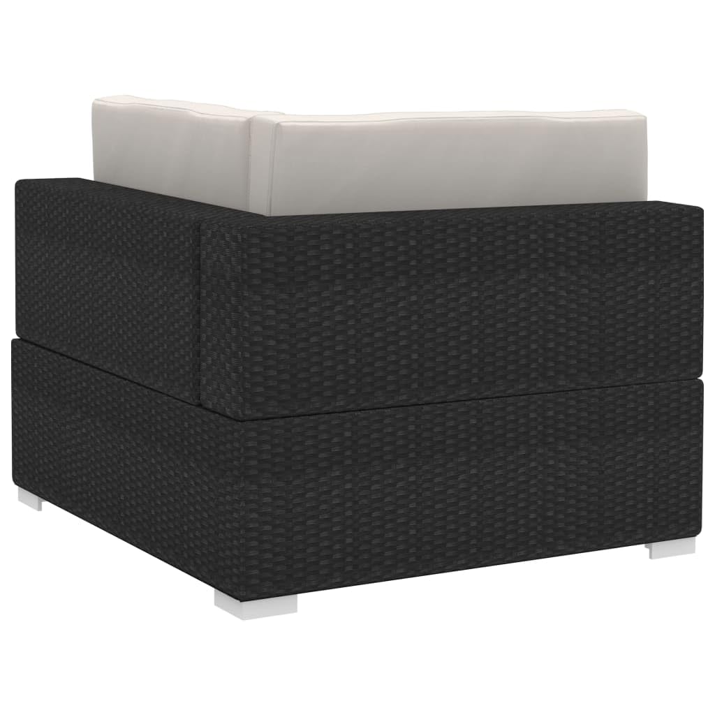 3 Piece Patio Sofa Set with Cushions - Durable Poly Rattan Outdoor Furniture in Black - Perfect for Garden, Backyard, and Poolside Relaxation