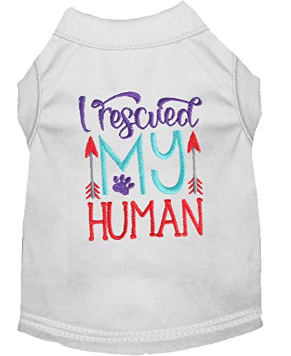 Custom Embroidered 'I Rescued My Human' Dog Shirt - Funny Rescue Dog Apparel for Pet Lovers | Perfect for Adoption Anniversaries & Dog Park Outings