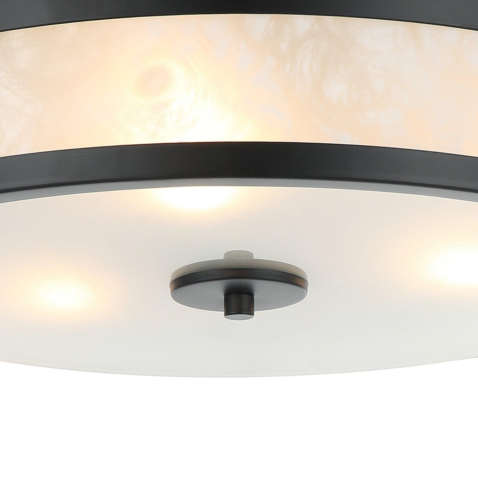 16 Inch Modern Black Flush Mount Ceiling Light Fixture - 3 Lights, Dimmable LED for Bedroom, Living Room, Kitchen & Hallway Lighting