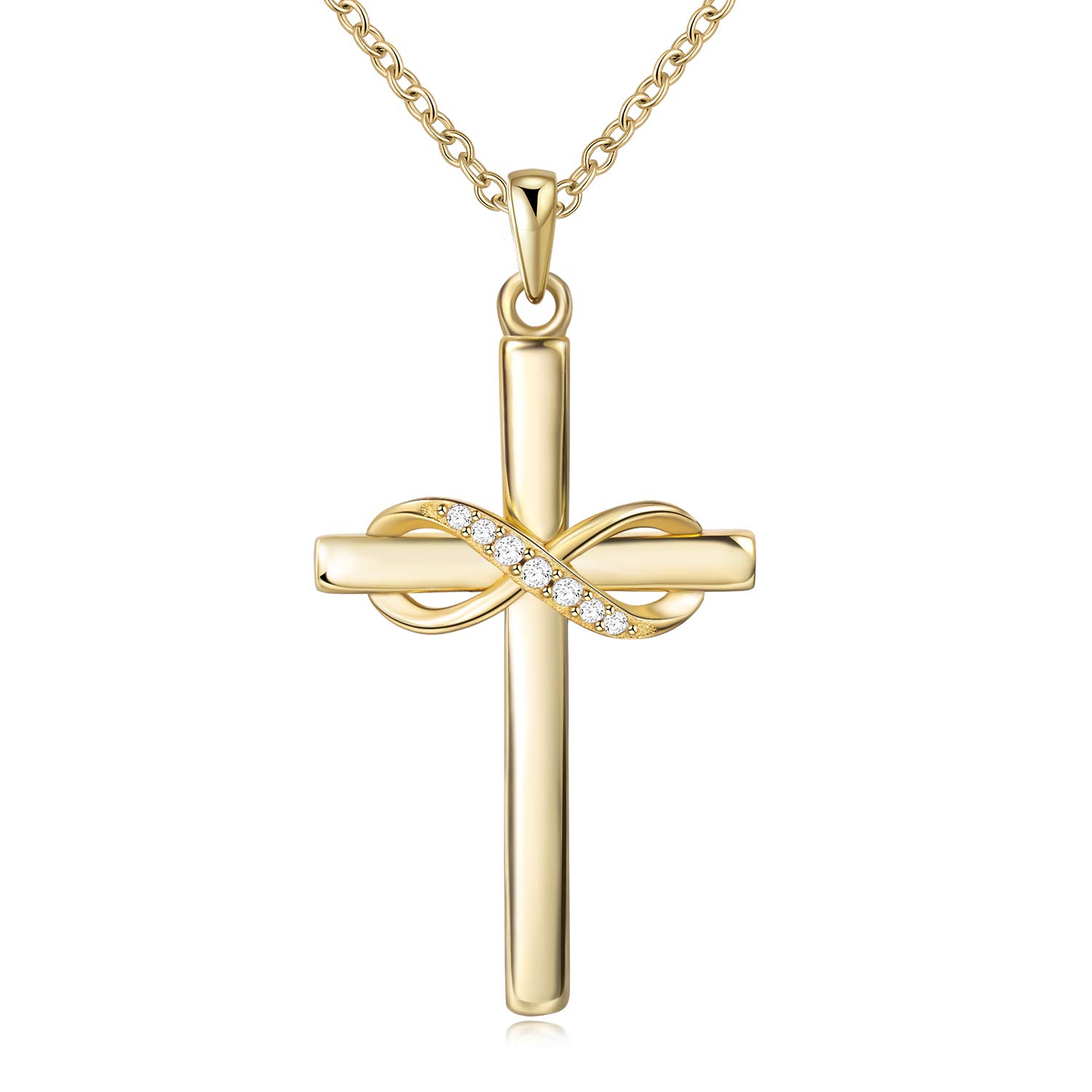 AmorAime 925 Sterling Silver Cross Pendant Necklace for Women - Infinity Love Symbol Jewelry Gift for Girlfriend, Wife, Mom - Perfect for Valentine's Day, Birthday, Anniversary & Everyday Wear