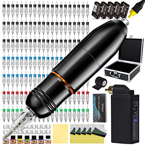 Jconly Wireless Rotary Pen Machine Kit - 140Pcs Cartridges, Battery & Case Included | Complete Tattoo Starter Kit for Professional & Home Use