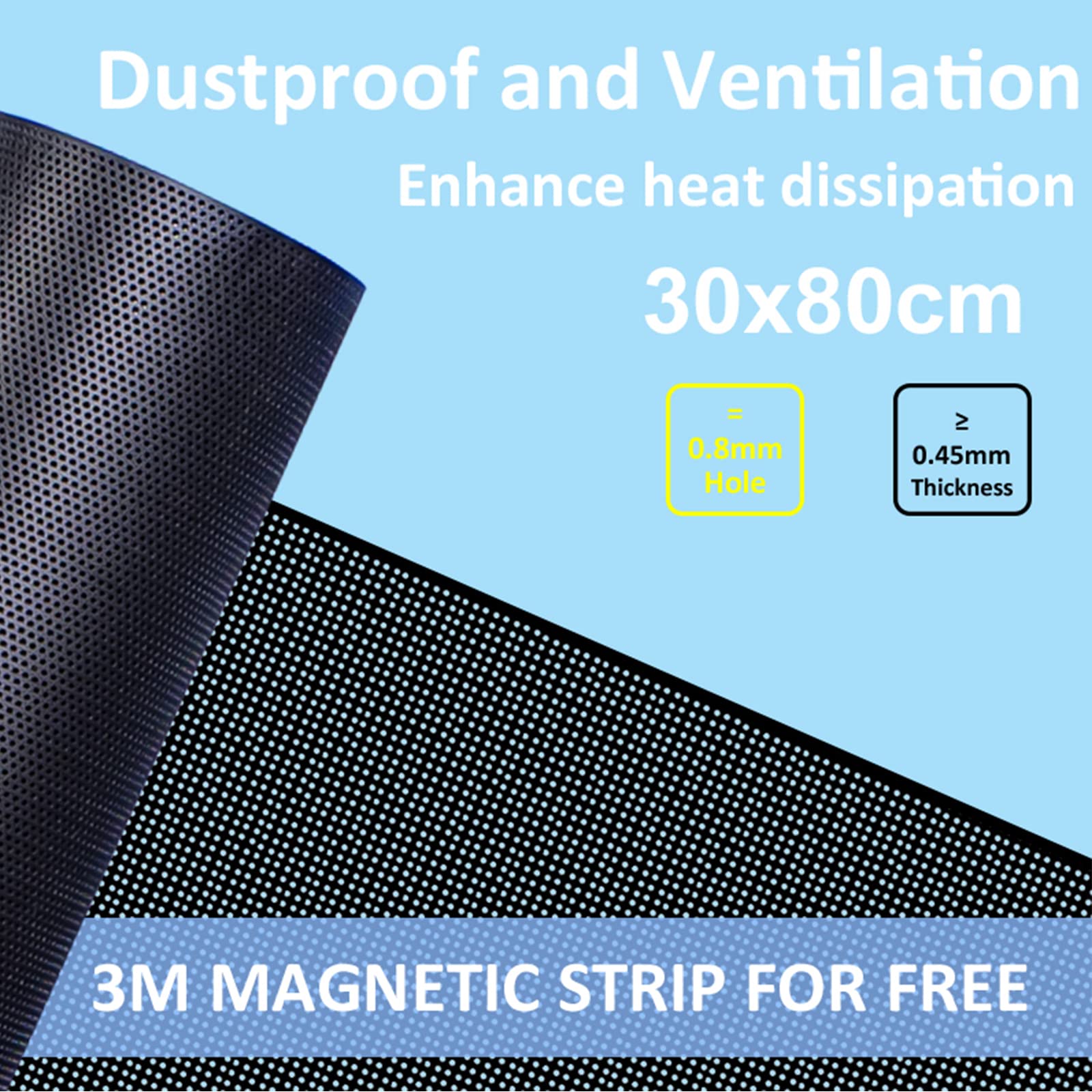 300x800mm (11.8x31.5inch) Magnetic PVC Dustproof Mesh Filter Cover for DIY PC Case, Computer Chassis & Speakers - Perfect for Dust Protection, Cooling & Noise Reduction in Gaming Rigs & Home Offices