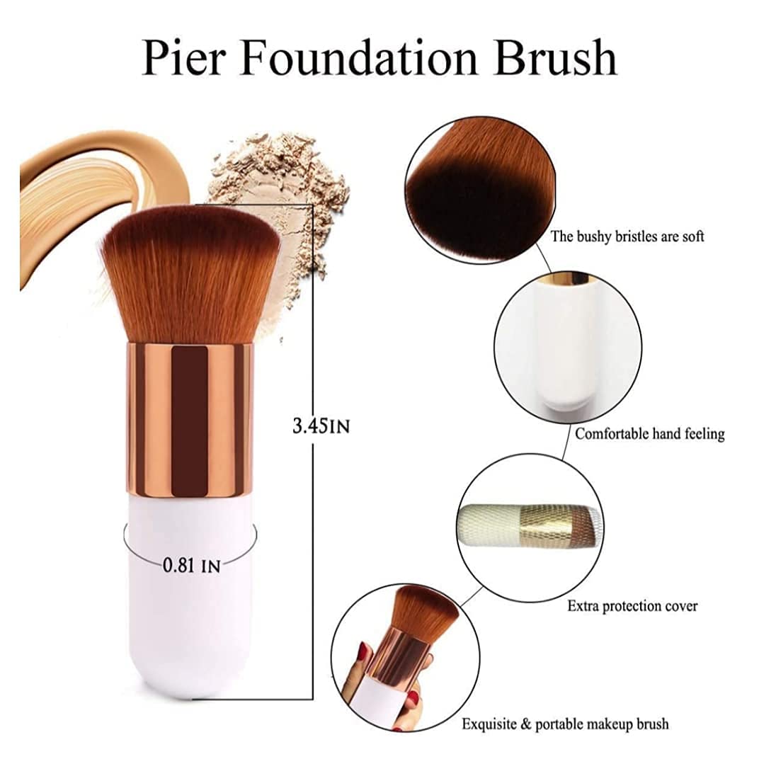 Sunaina Professional Makeup Brush Set - Foundation & Blusher Brush for Flawless Face Powder Application - Ideal for Personal & Professional Makeup Artists (White, Pack of 1) - Perfect for Contouring, Highlighting & Everyday Makeup Routine