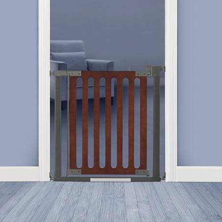 Qdos Spectrum Wood Pressure Mount Baby Gate - Solid Mahogany for Stairs, Doorways & Hallways - Child Safety Barrier for Home & Nursery