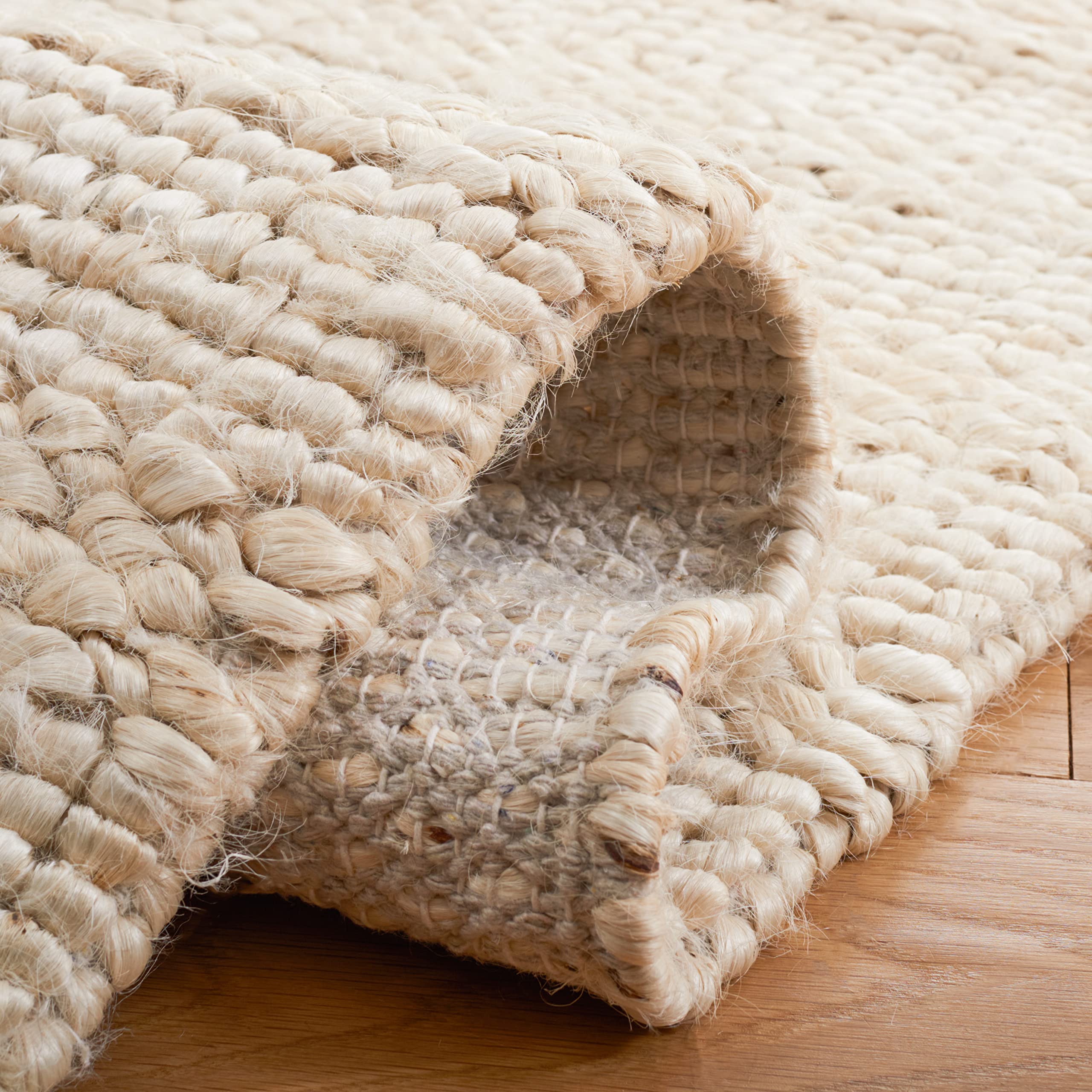 SAFAVIEH Natural Fiber Collection 5' Square Bleach NF212D Handmade Braided Woven Jute Area Rug for Living Room, Dining Room & Bedroom | Eco-Friendly Floor Decor for Cozy Home Interiors
