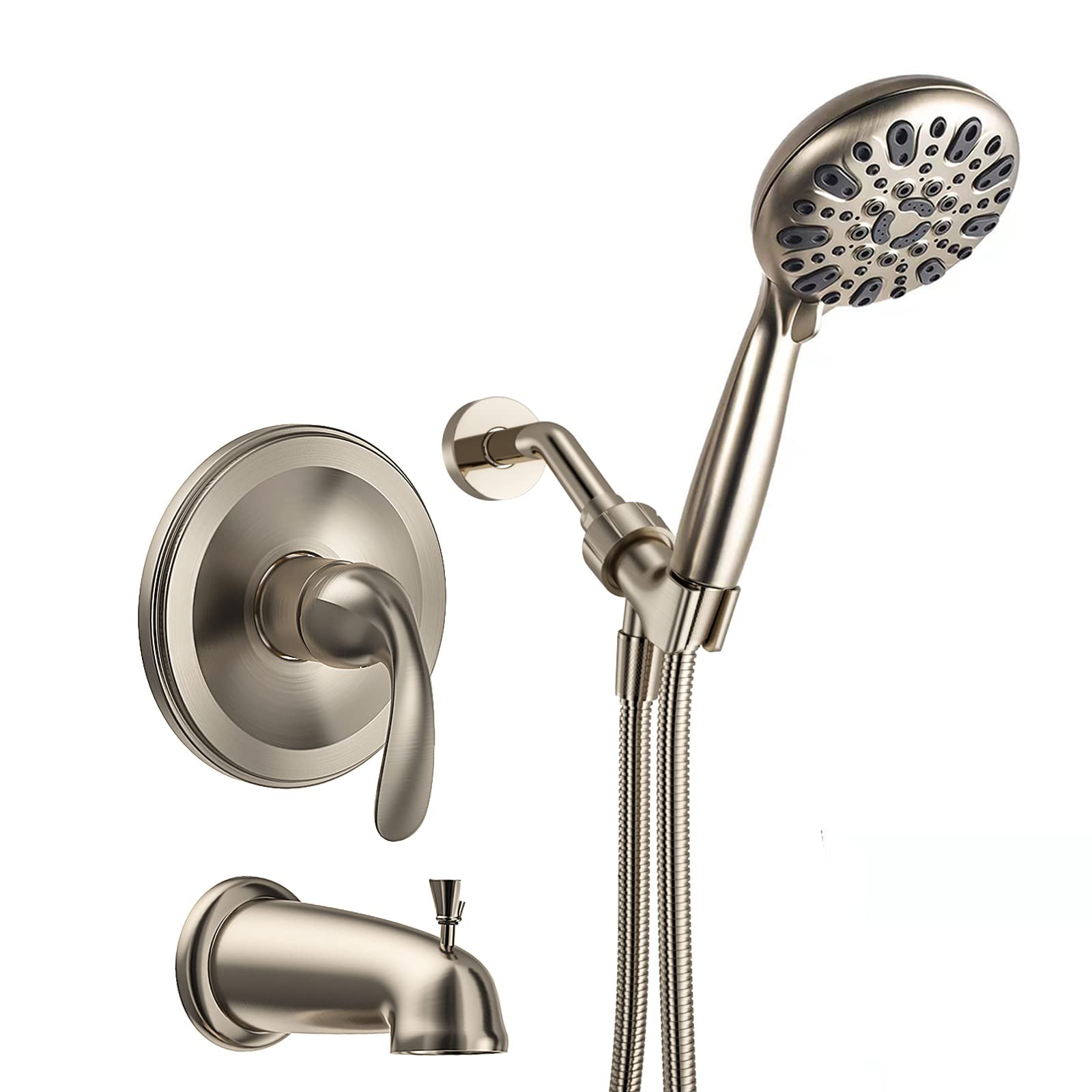 WRISIN 4.7 Inch 6-Setting Handheld Shower Faucet Set with Valve - Bathtub & Shower Combo for Bathroom Renovation, Spa-Like Experience at Home
